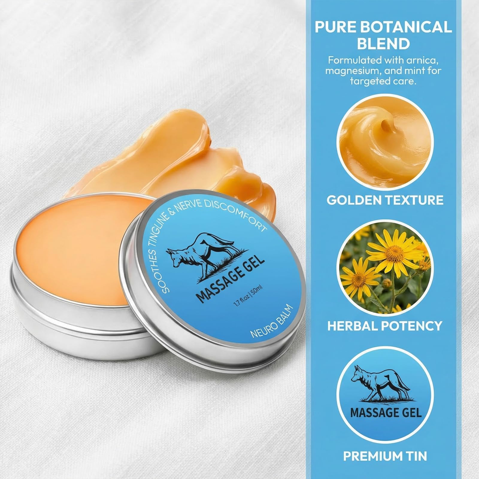 Neuro Balm, Neuropathy Cream for Nerve & Joint Support, Cooling Herbal Cream with Magnesium, Arnica, Menthol & Chamomile, Soothing Muscle & Joint Massage Cream (1 pc) - 2