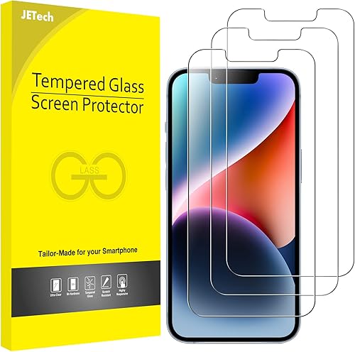 JETech Protector de pantalla para iPhone 14 de 6.1 pulgadas, película de vidrio templado, paquete de 3