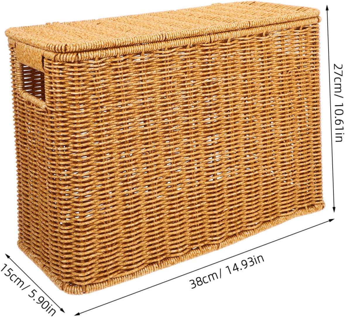 Sturdy Woven Basket Crimped Storage Container Decorative Storage Box Toy Magazine Organizer