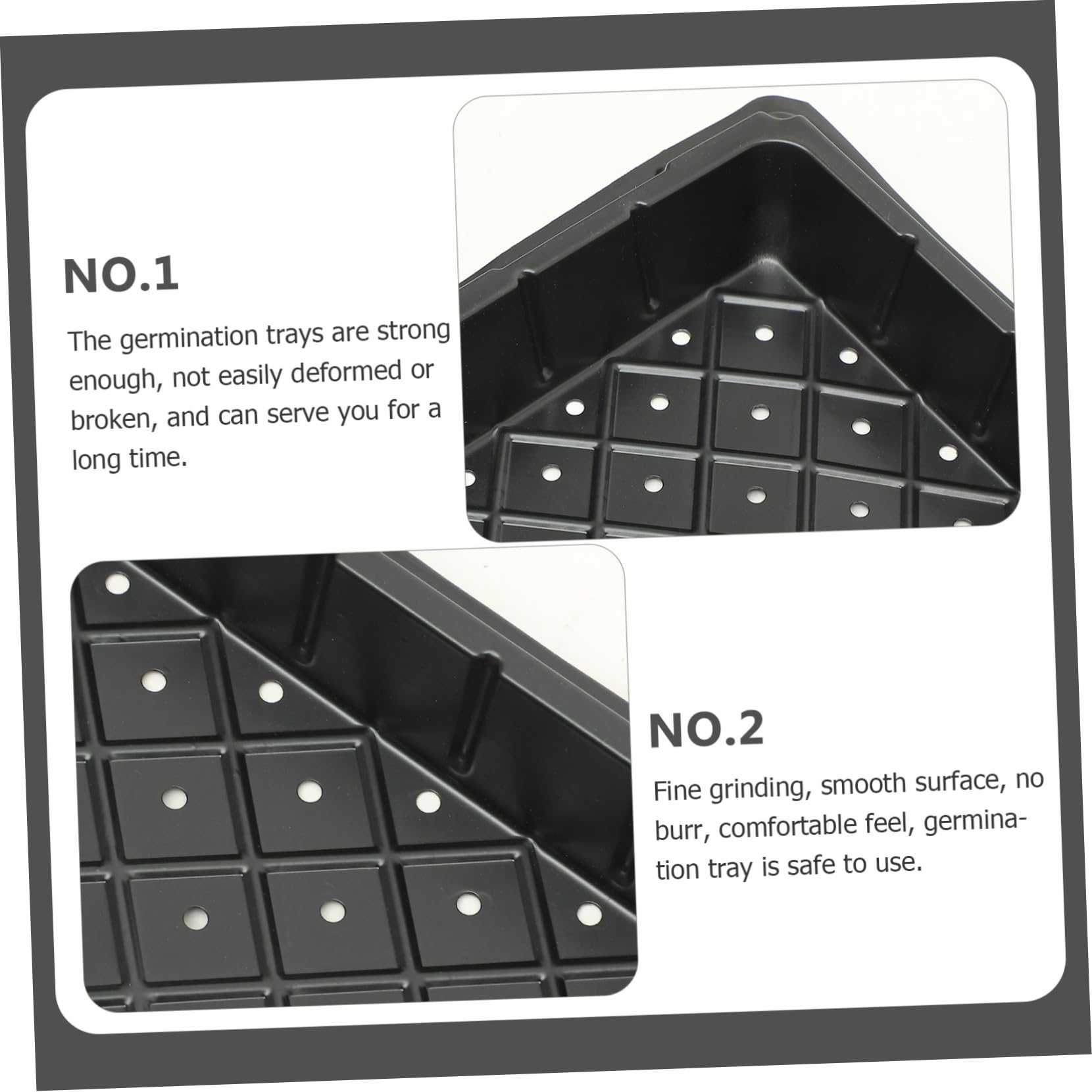 BESPORTBLE Plateau de Semis de Germination 5 Pièces en Plastique Noir