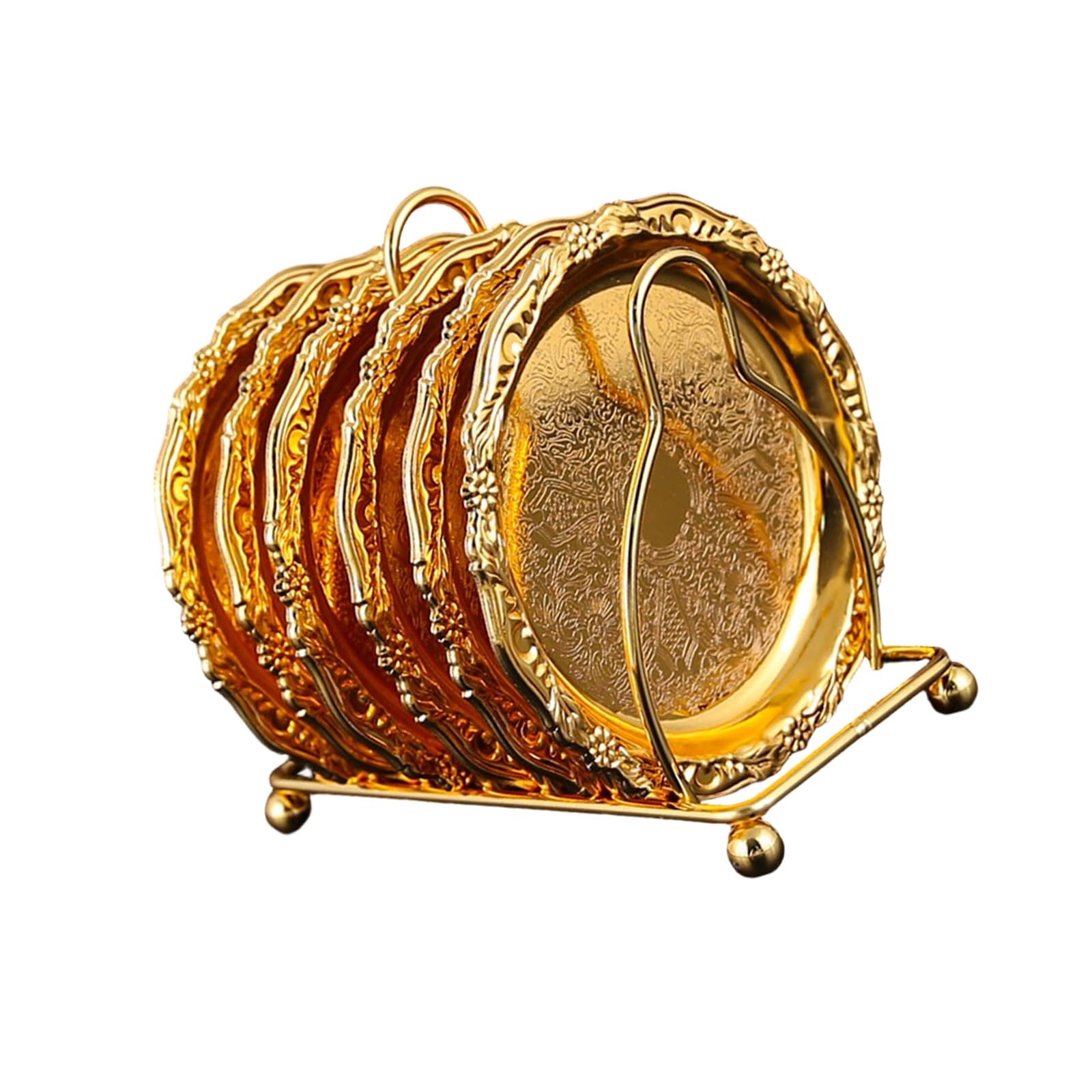APGLSXY 6 Piece Luxurious Alloy Cake Plates Serving Tray with Holder Stand for Serving Dessert Fruits and Coffee At Gatherings Metal Dessert Plates