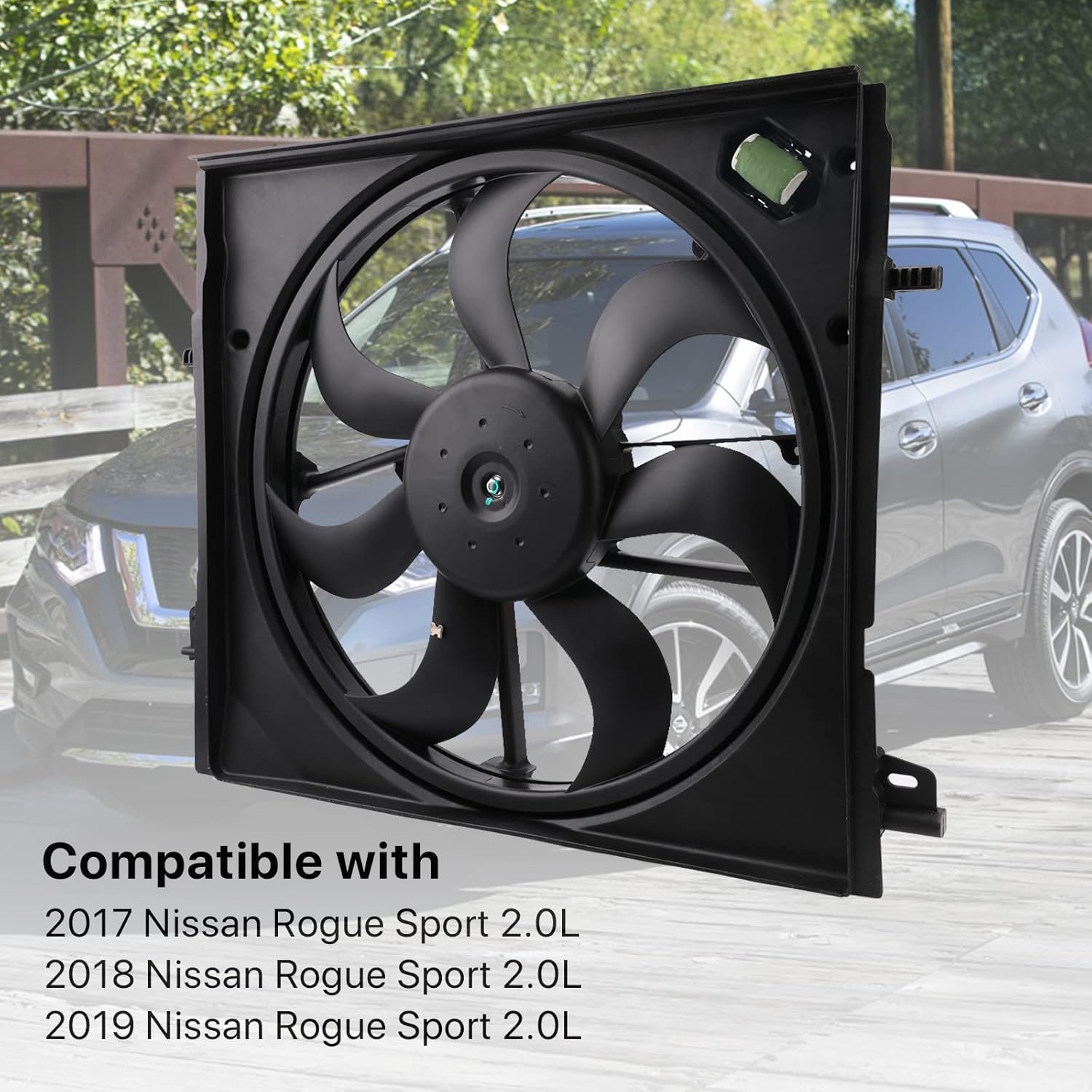 Radiator Cooling Fan Assembly - Compatible with 2.0L Nissan Rogue Sport Qashqai 2017-2022 - Replace 21481-6MA0A, 21481-6MA0B - Electric Cooling Fan Integrated with Fan, Shroud & Motor