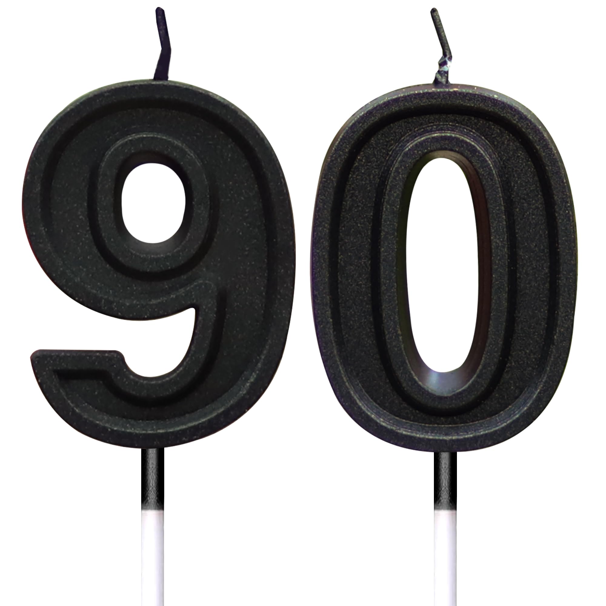 Toyventures Black Number Birthday Candle 3D Designed Cake Topper Decorations For Happy Birthday Candles Wedding Anniversary (Number 90)