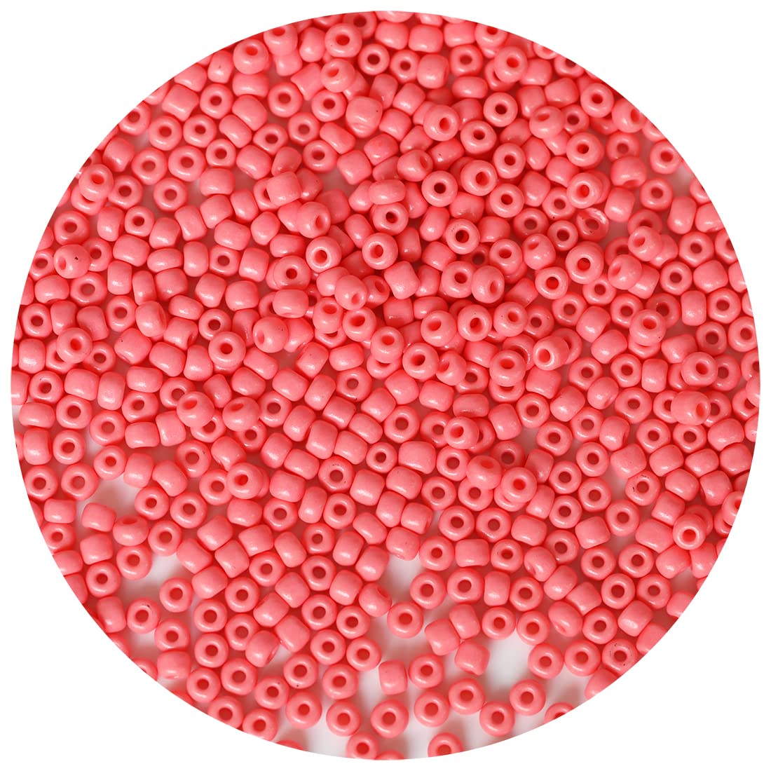 Bala&FillicBala&Fillic Opaque Watermelon Pink Color 4mm Seed Beads About 1200pcs/100Grams in Bag, 6/0 Glass Craft Beads for Making Bracelet and Necklace (Watermelon Pink)