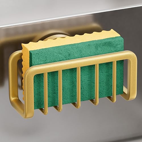 Miniatura 20 de TAILI Soporte para esponjas de fregadero de cocina con ventosa fuerte, organizador de fregadero de aluminio a prueba de óxido para esponjas, soporte