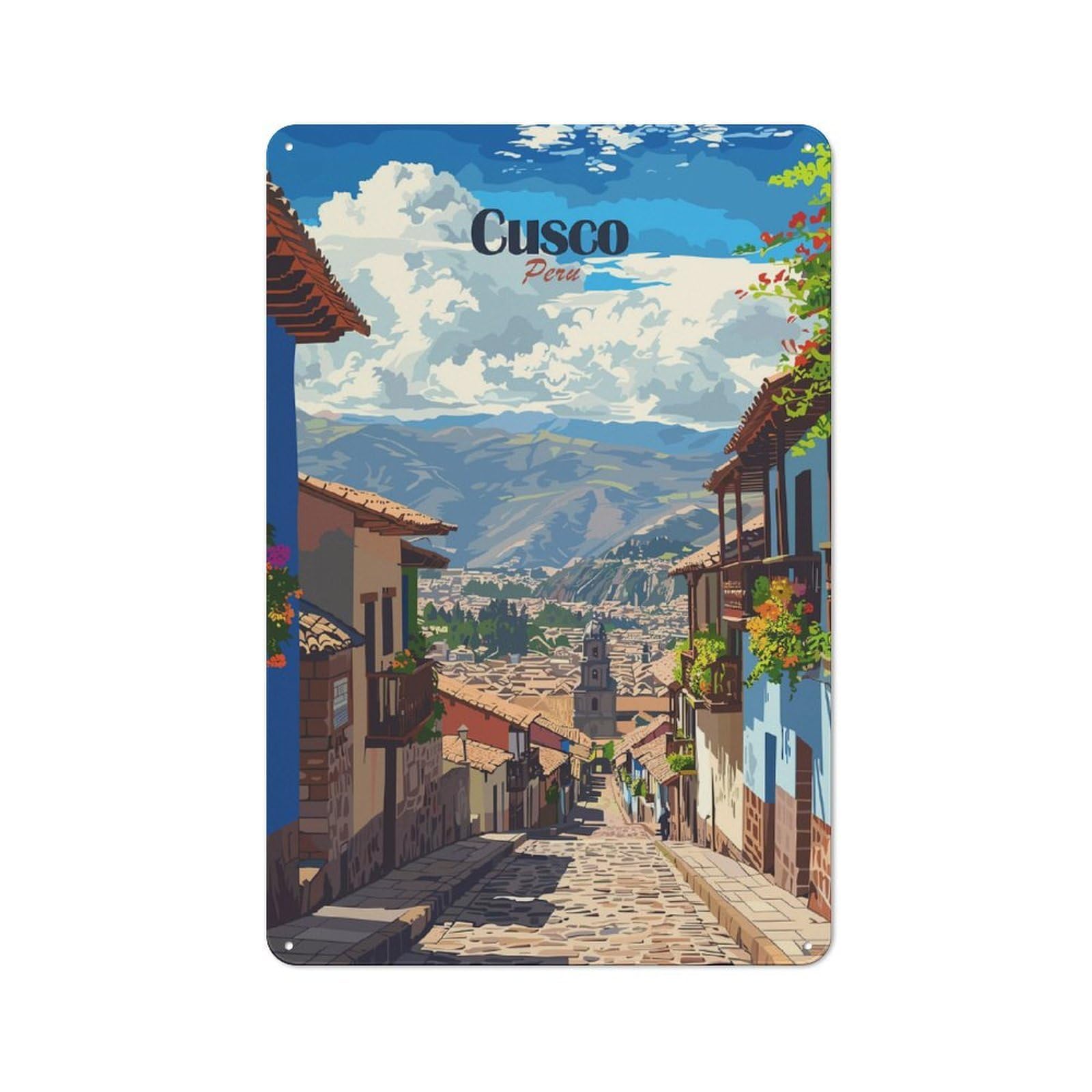 Cusco, Peru Travel Creative Metal Wall Decor 30x20cm, Decorative Metal Sign for Office, Study, Studio Or Hallway