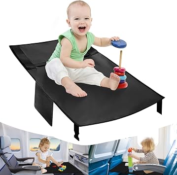 footrest for airplane children's aeroplane seat extension children's portable travel cot toddler aeroplane must haves aeroplane travel accessories for children lightweight and foldable black