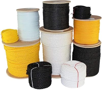 SGT KNOTS Twisted Polypropylene Rope - Floating, Nautical for Marine, Boating, Fishing, Camping 1/2", 1/4",3/8",3/4",5/8",5/16" - Yellow