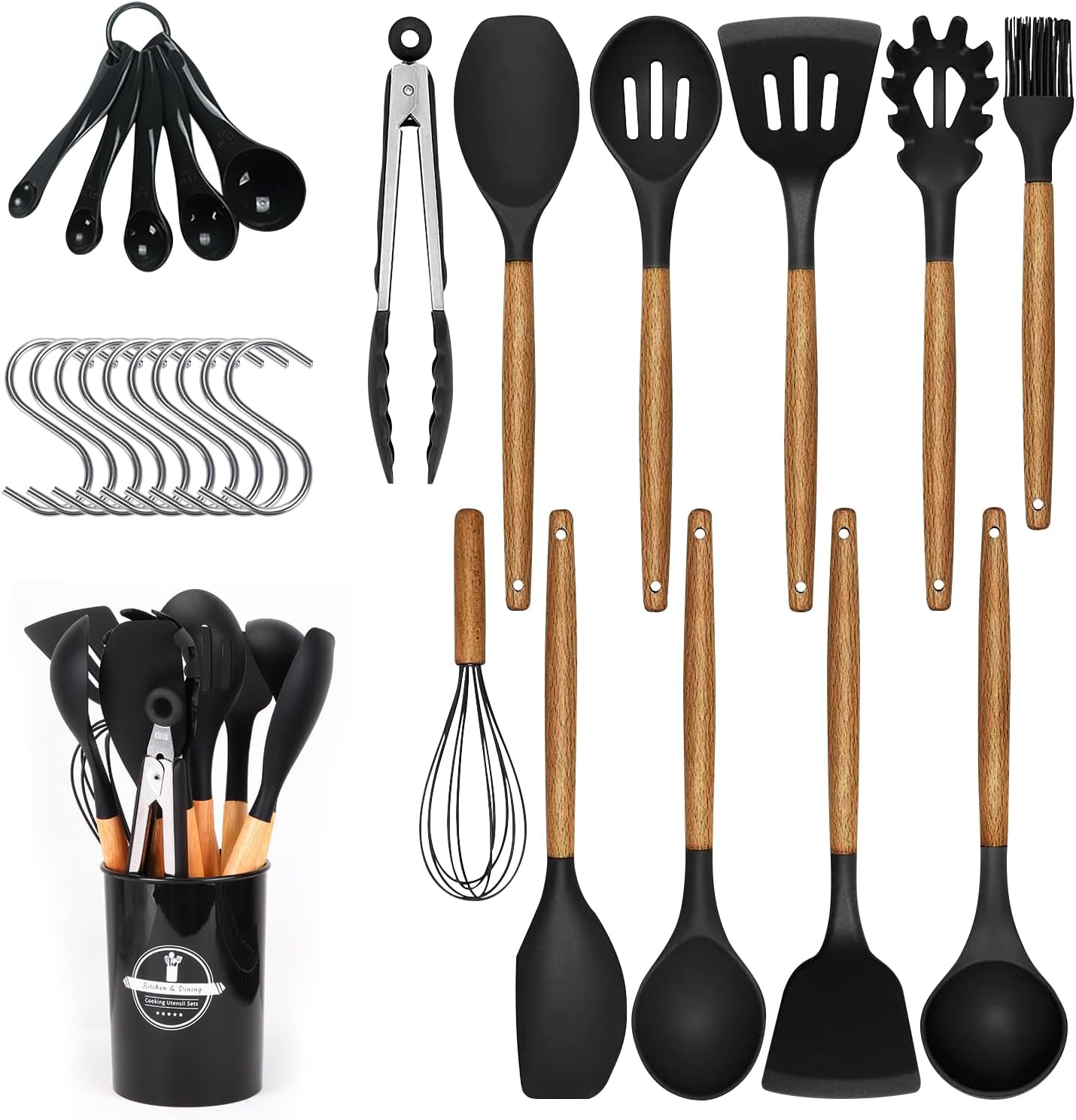 27PCS Silicone Kitchen Utensils Set, NonStick Silicone Cooking Kitchen