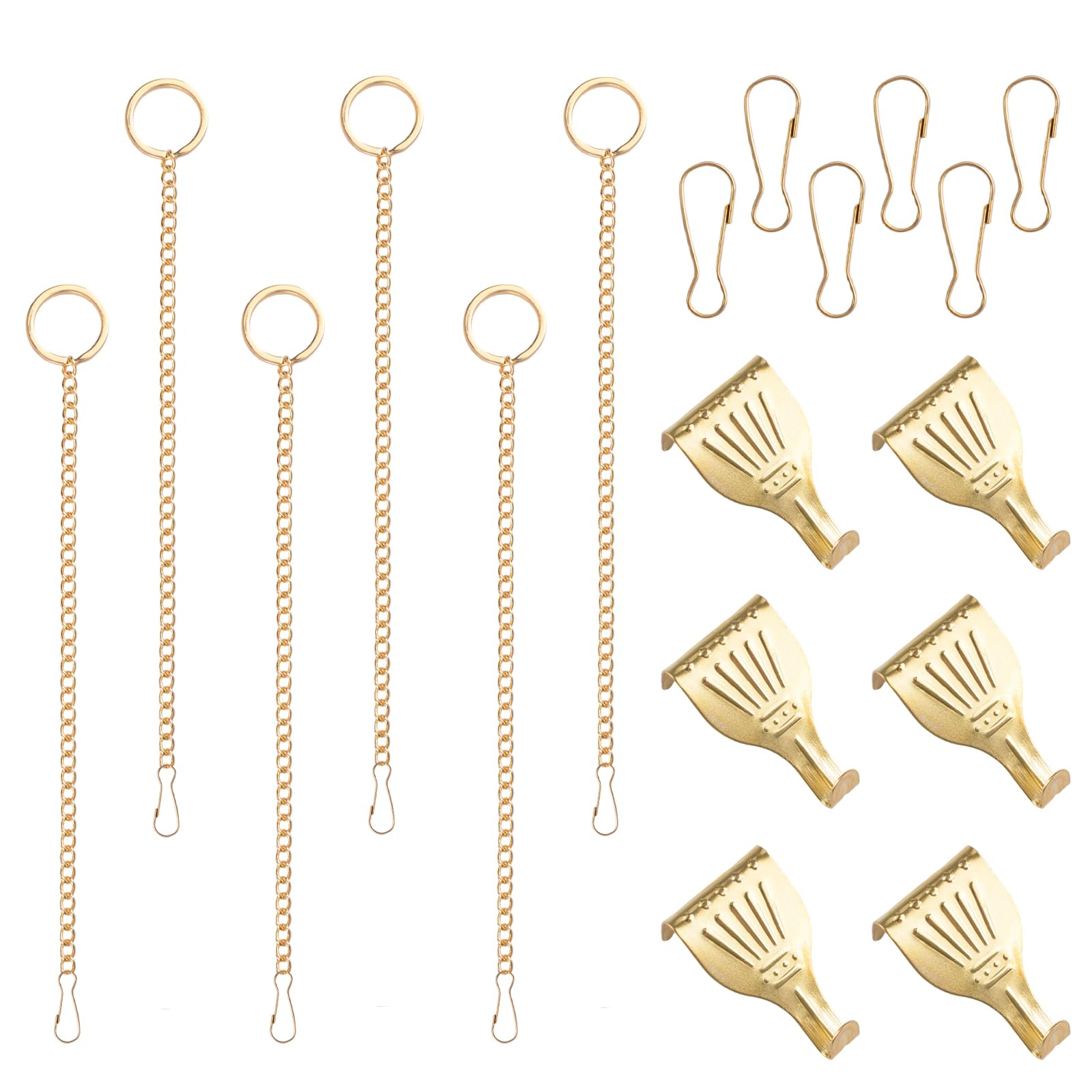 UFURMATE Picture Hanging Kit 6Pcs Picture Rail Hooks & 6Pcs Chains, Metal Rail Hanging Hooks Picture Display Hanging System for Wall Picture, Exhibition(Gold,1M)