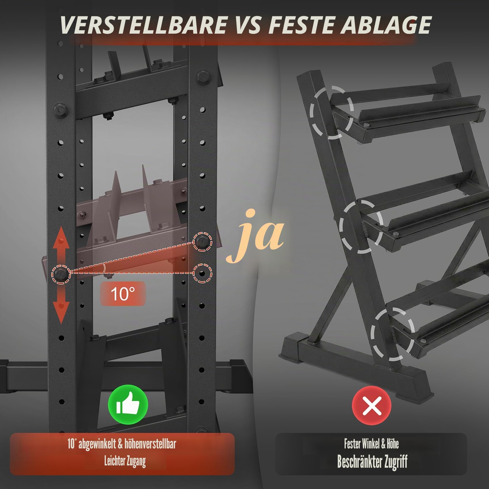 Hantelständer mit 3 Ebenen, 500 kg Kapazität, verstellbar, für das Fitnessstudio zu Hause, robuster Hantelständer für Kurzhanteln, Kugelhanteln und Hantelscheiben (nur Gestell)