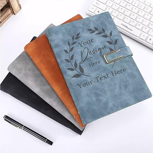 Miniatura 5 de ubjva Diario personalizado, cuaderno personalizado de piel sintética con bolígrafo, 200 páginas rayadas, diario para estudiantes de negocios, estilo