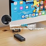 10Ft 4-Port USB 3.0 Hub pour le bureau, USB Hub de l'extension 5Gbps, USB Adaptateur multiports, USB Splitter avec câble long pour le bureau, PC, Clé USB, mobile HDD (10Ft/3m)