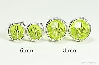 Vista 7 de Jessica Luu Jewelry Chartreuse Green Stud Earrings Sterling Silver or Gold Wire Wrapped Citrus Crystal Handmade