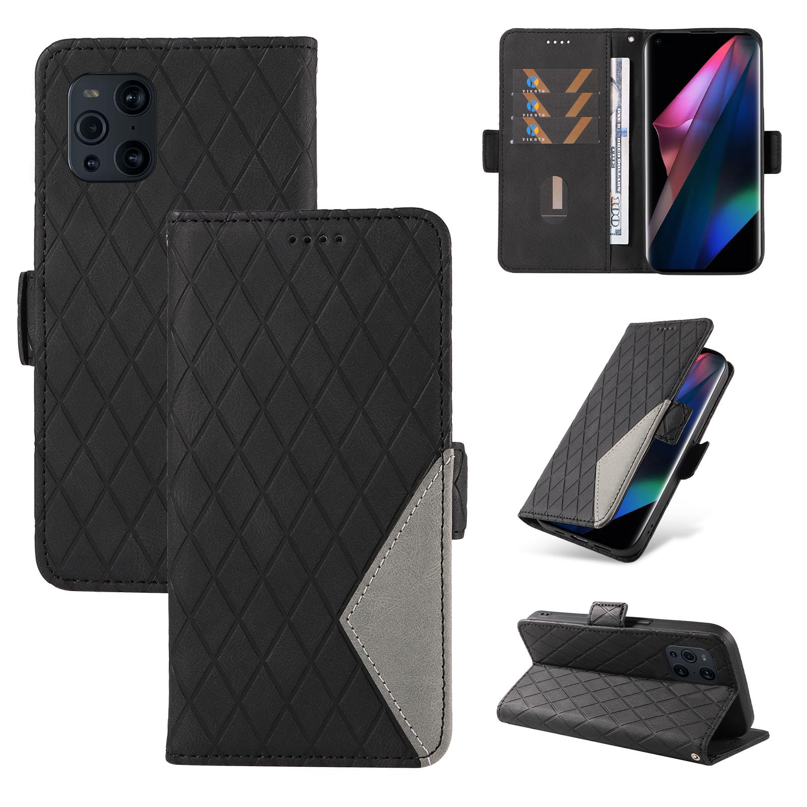Cover per OPPO Find X3 Neo 5G, Custodia in Pelle PU con Slot per Schede, Magnetica Portafoglio Cover per OPPO Find X3 Neo 5G, Marrone