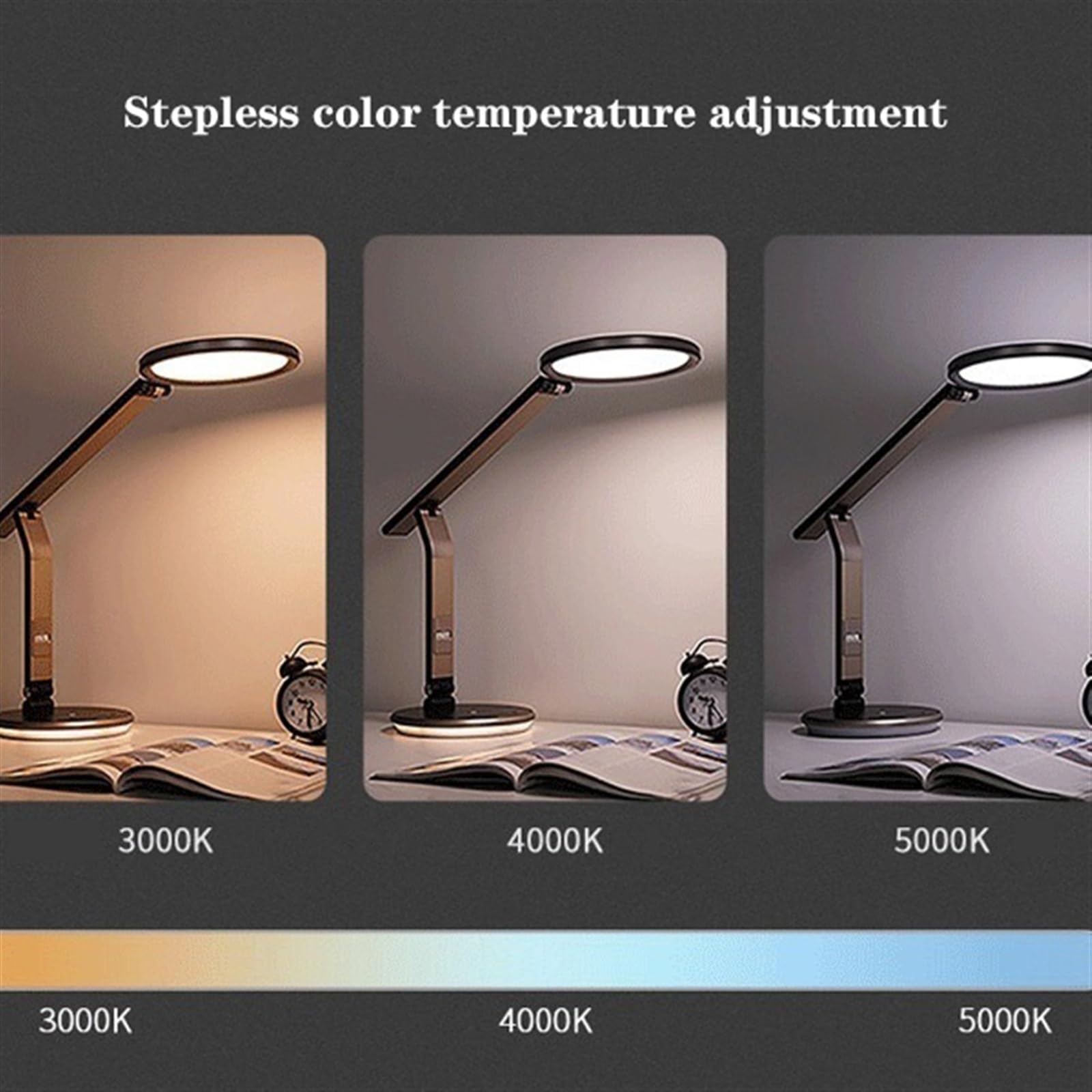 Lamps Lampada da tavolo LED con orologio digitale LCD, lampada dimmerabile intelligente, protezione degli occhi, controllo tattile 24 W, colore luce variabile, timer 5/25 min, luce notturna Desk Lamp