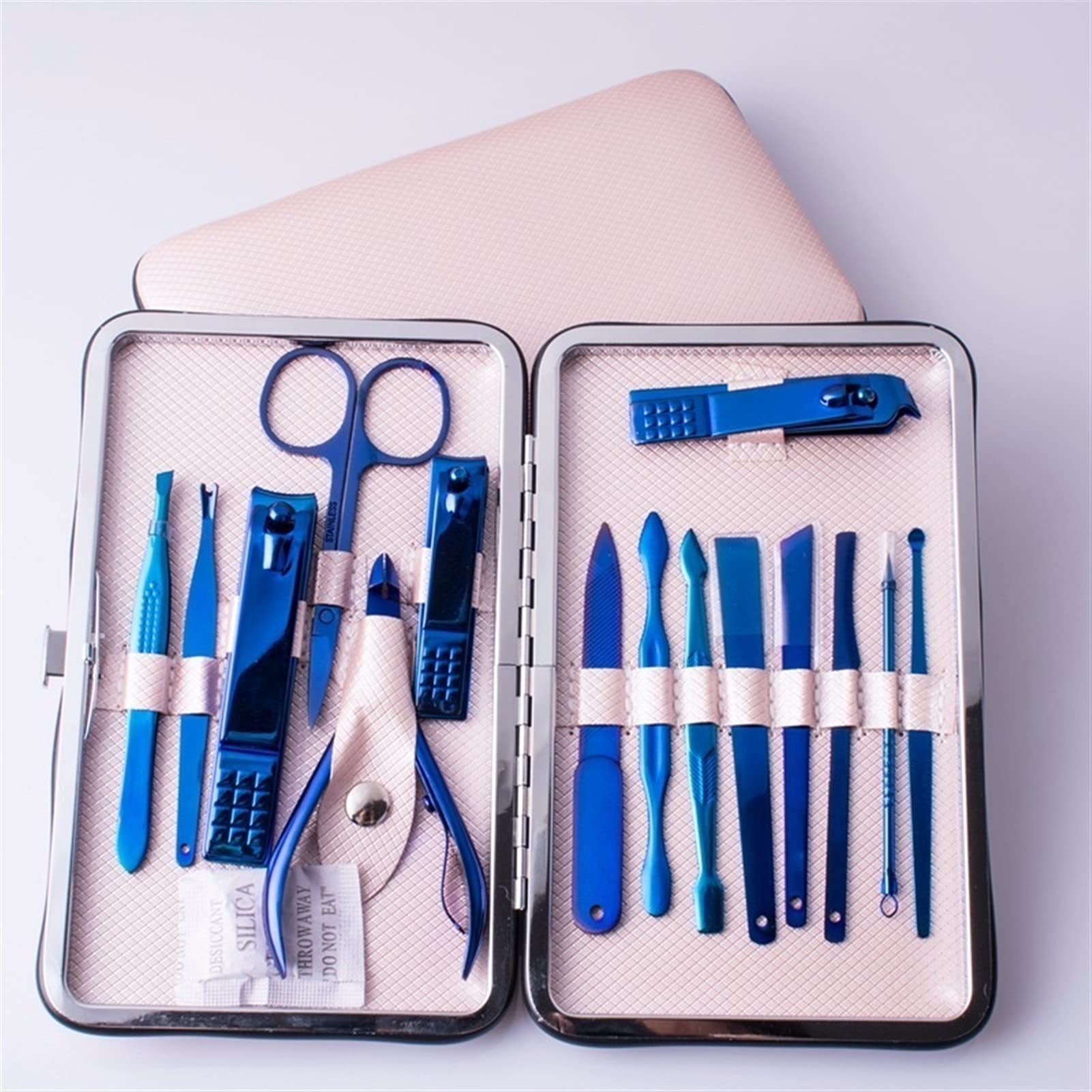 Nagelknipser-Set 15 in 1 professionelle Pediküre Kit Edelstahl Maniküre Werkzeug Set Nagelschneider Nipper Schere Nagelhaut Schieber Nail Art Werkzeuge Nagelknipser-Kit(A)