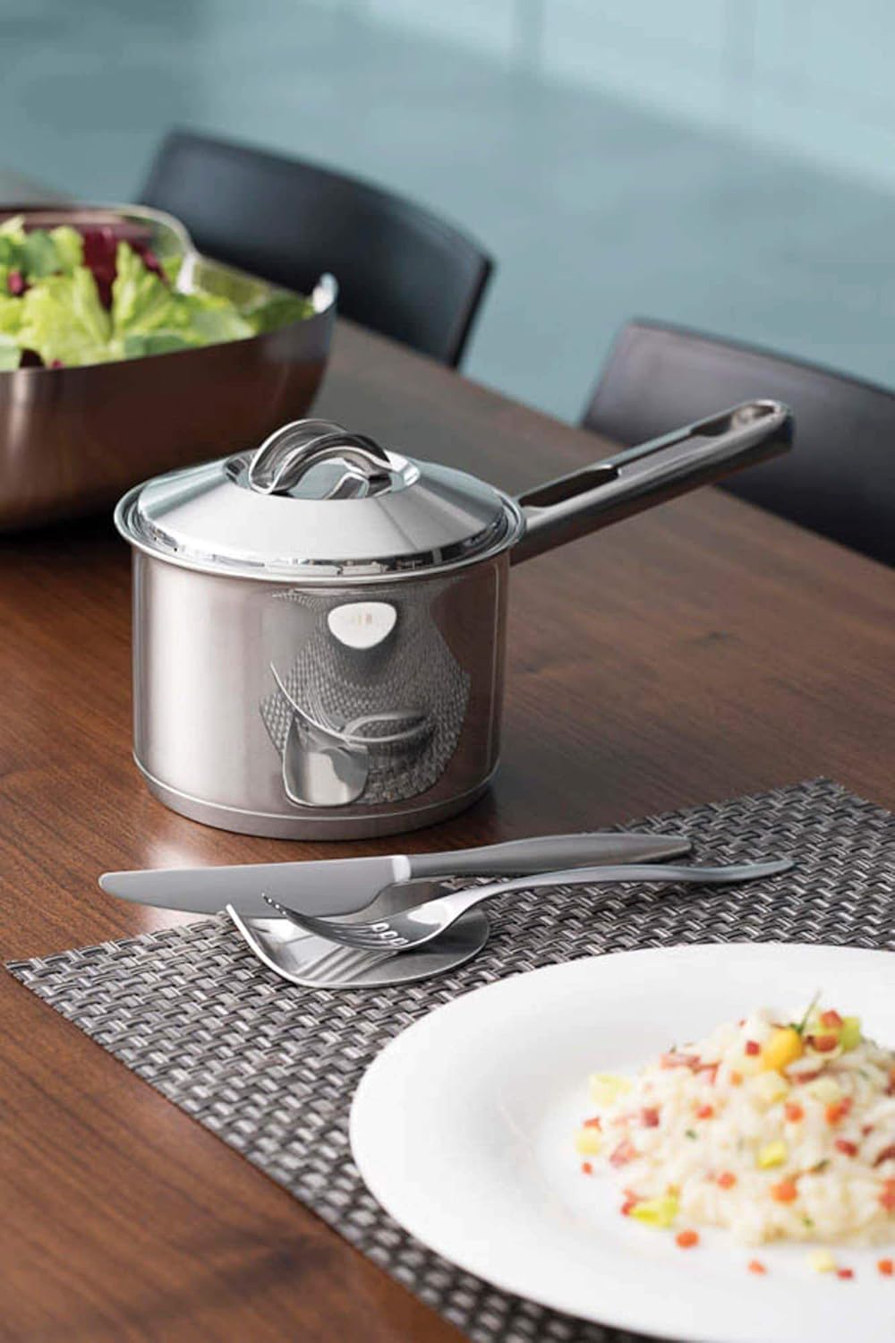 Tramontina 18 – 10 Stainless Steel 3 Layers Deep Bottom One Hand Pot (Sauce Pan) 16 cm (X L) sora-ru