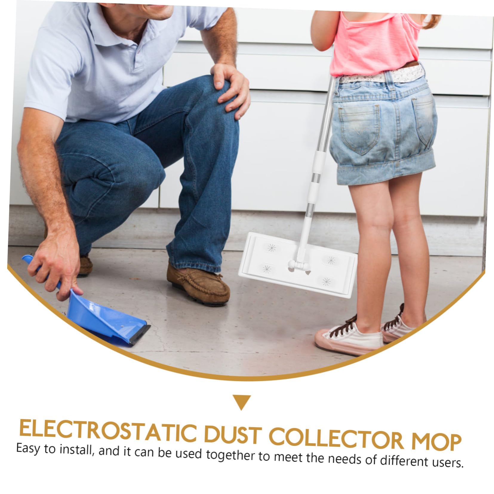 Yardwe Mopa Estática Extensible Mango Telescópico de 3 Secciones para Limpiar Suelos de Madera y Baldosas, Microfibra y Aleación de Aluminio, Adecuado para Uso Doméstico