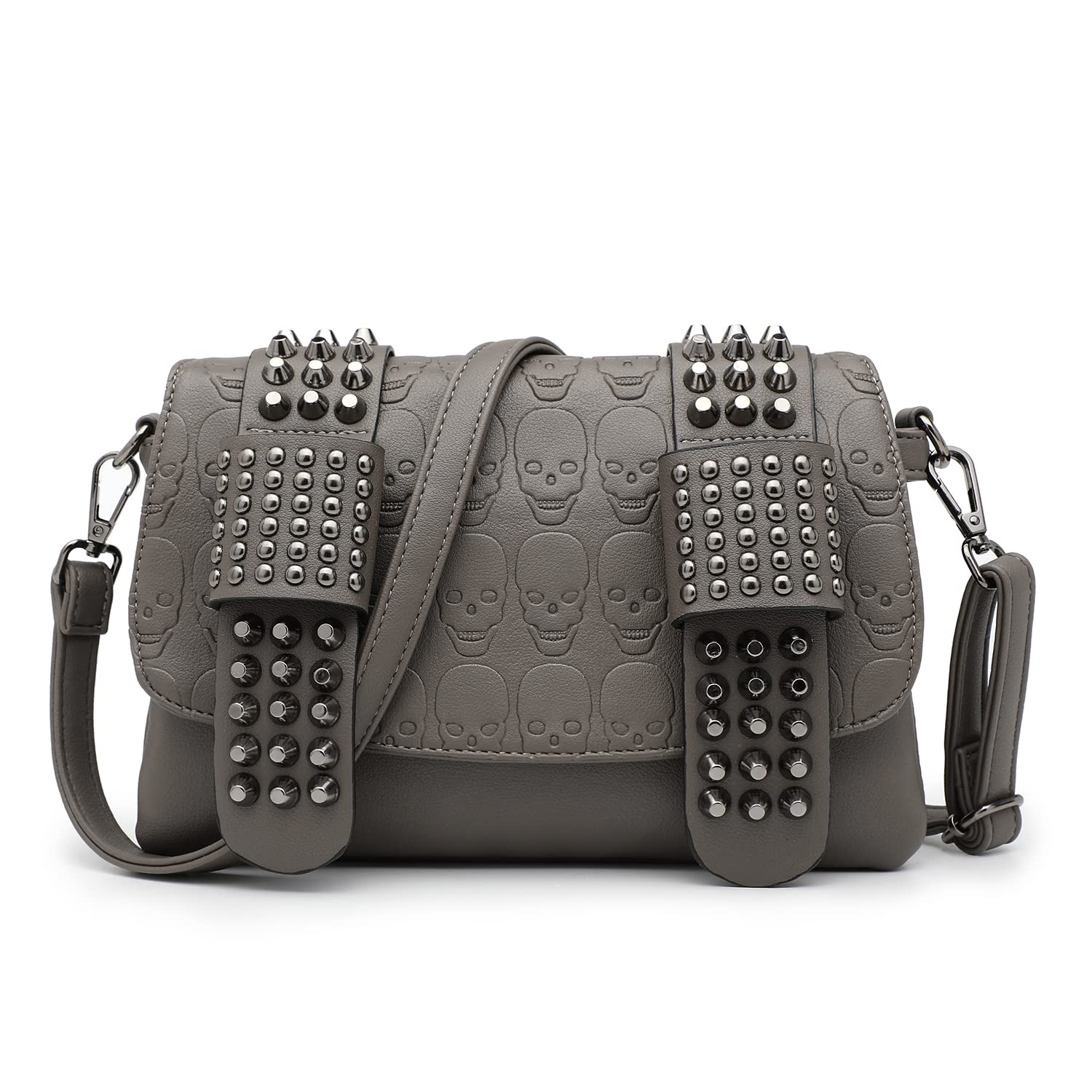 LUI SUI Gothic Punk Skull Rivet Nieten Crossbody Bag PU Lede