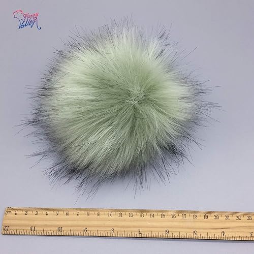 Miniatura 5 de Furryvalley Pompón de piel sintética, 6 unidades, manualidades, bolas esponjosas para sombrero, zapatos, bufandas con cierre a presión, sombrero de