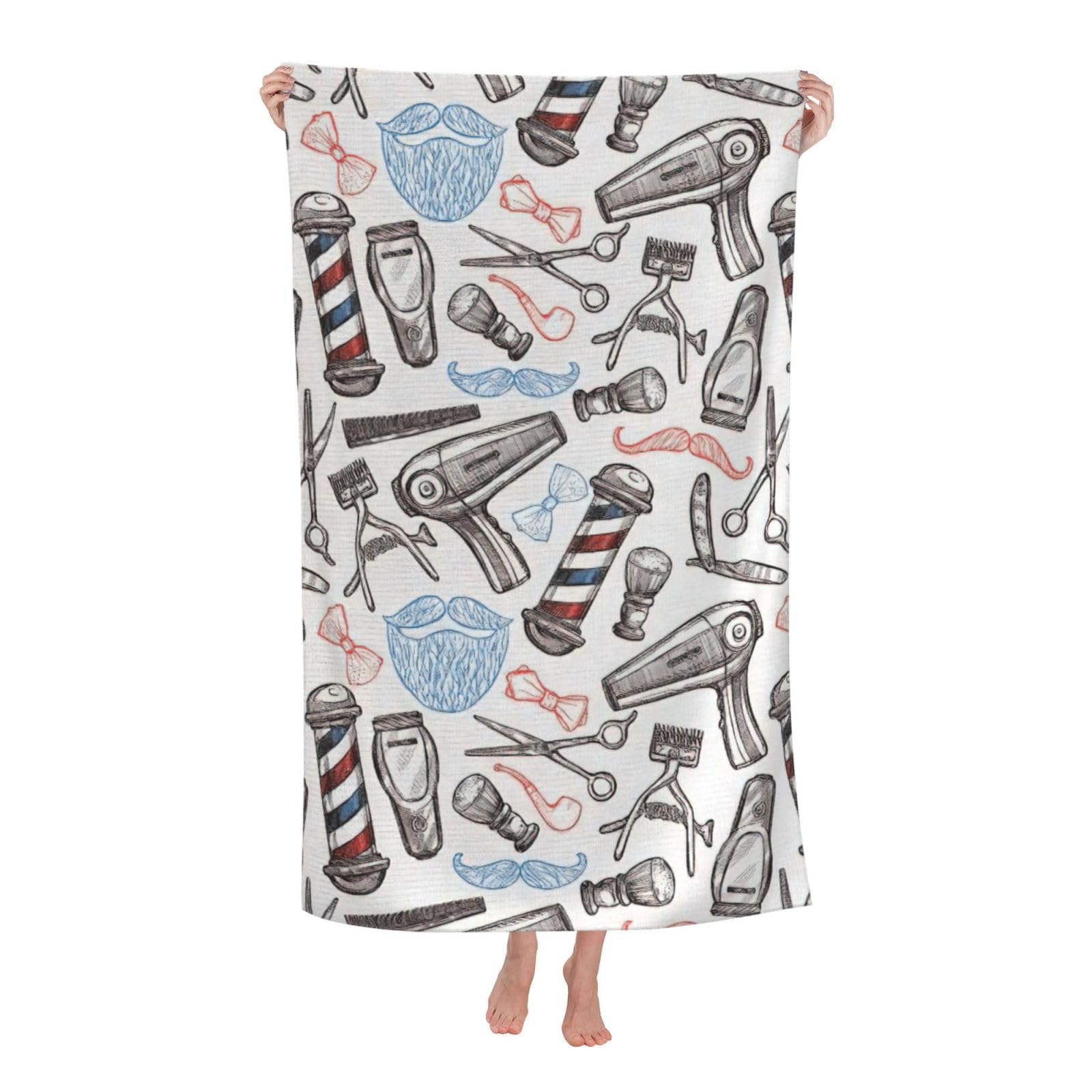 NImongt Barber Supplies Pattern Print Oversized Adult Beach Towel For Travel Weekend Getaways Festivals Camping Trips