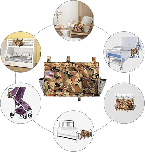 Miniatura 199 de Surblue - Organizador de cama colgante para mesita de noche, bolsa de almacenamiento, bolsillo para literas y camas de hospital, dormitorios Z-Zebra