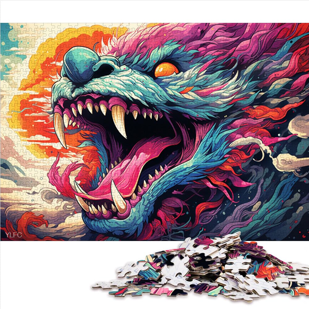 Puzzle da 2000 pezzi per adulti, puzzle di cartone animato bestia con pezzi di forme casuali completamente ad incastro, 27,56 "x 39,37"