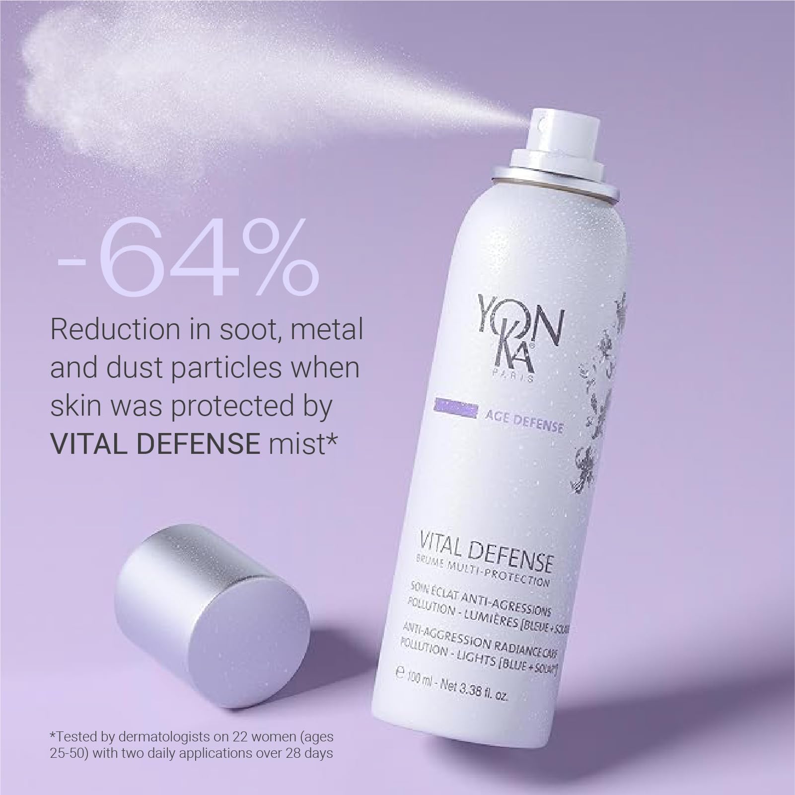 Yon-Ka Vital Defense Mgła do twarzy 100 ml - Nawilżająca mgiełka przeciwpyłowa - Utrwalacz do makijażu - chroni skórę przed zanieczyszczeniami, niebieskim światłem i słońcem - 99% naturalnych