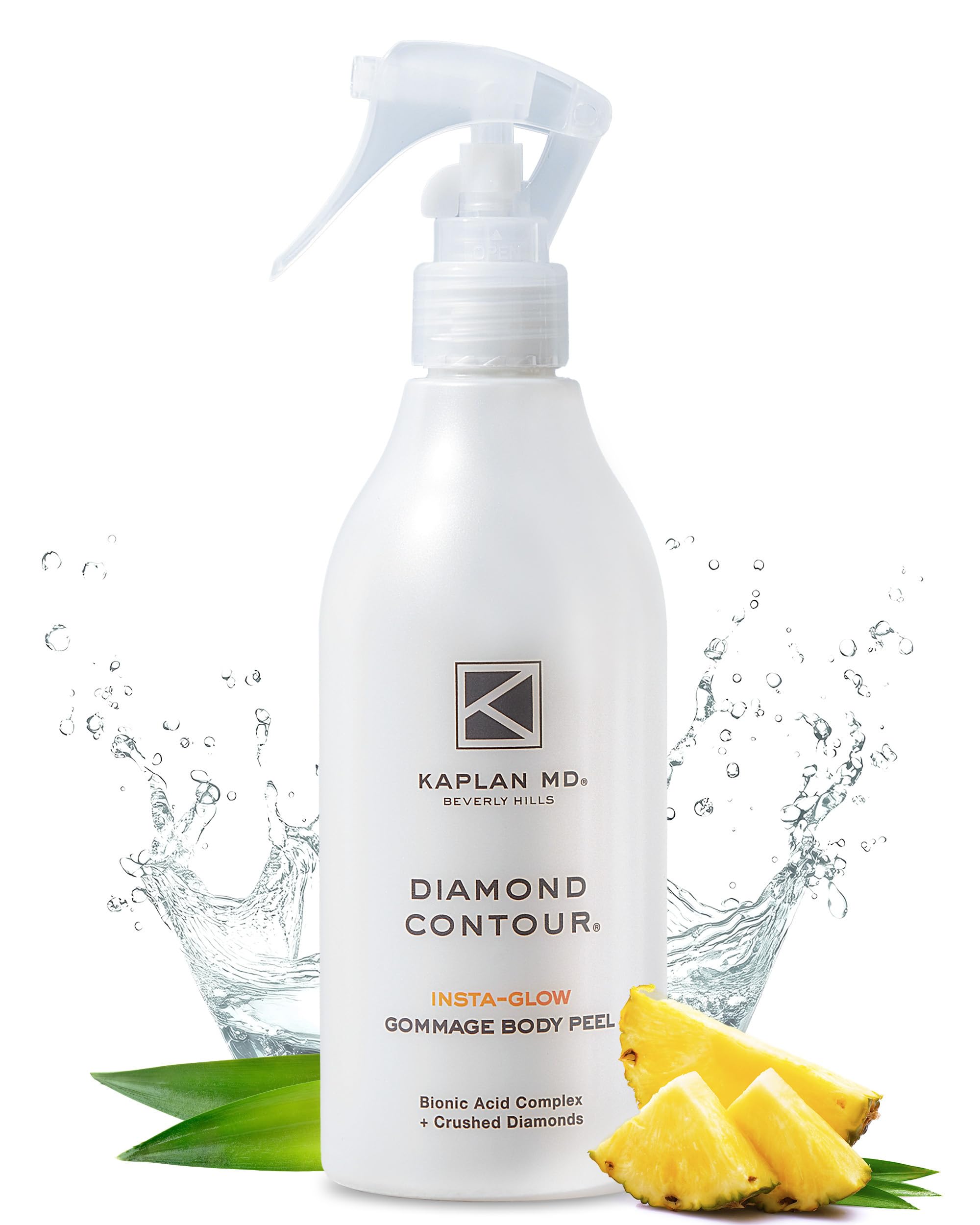 KAPLAN MD Diamond Contour Insta-Glow Gommage Body Peel – Body Exfoliator & Skin Peel with Glycolic Acid, Pineapple Ceramides & Crushed Diamonds - Exfoliating for Smooth, Radiant Skin, 10.14 fl oz