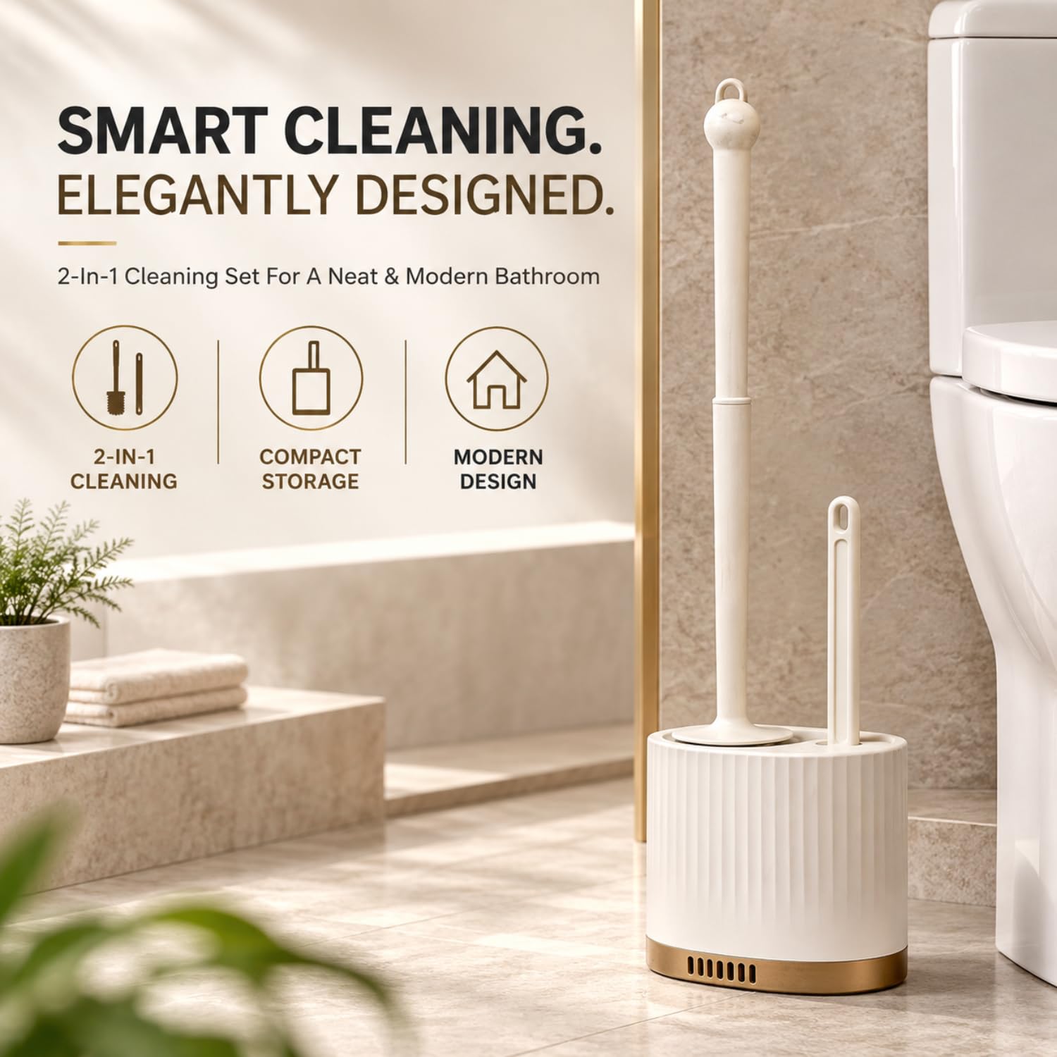 VEZPAX Wall Mounted Silicone Toilet Brush | Soft Bristle Bathroom Cleaning Brush with Holder | Modern Japanese Design | Quick-Drying & Hygienic (2 in 1) — Amazon image 3