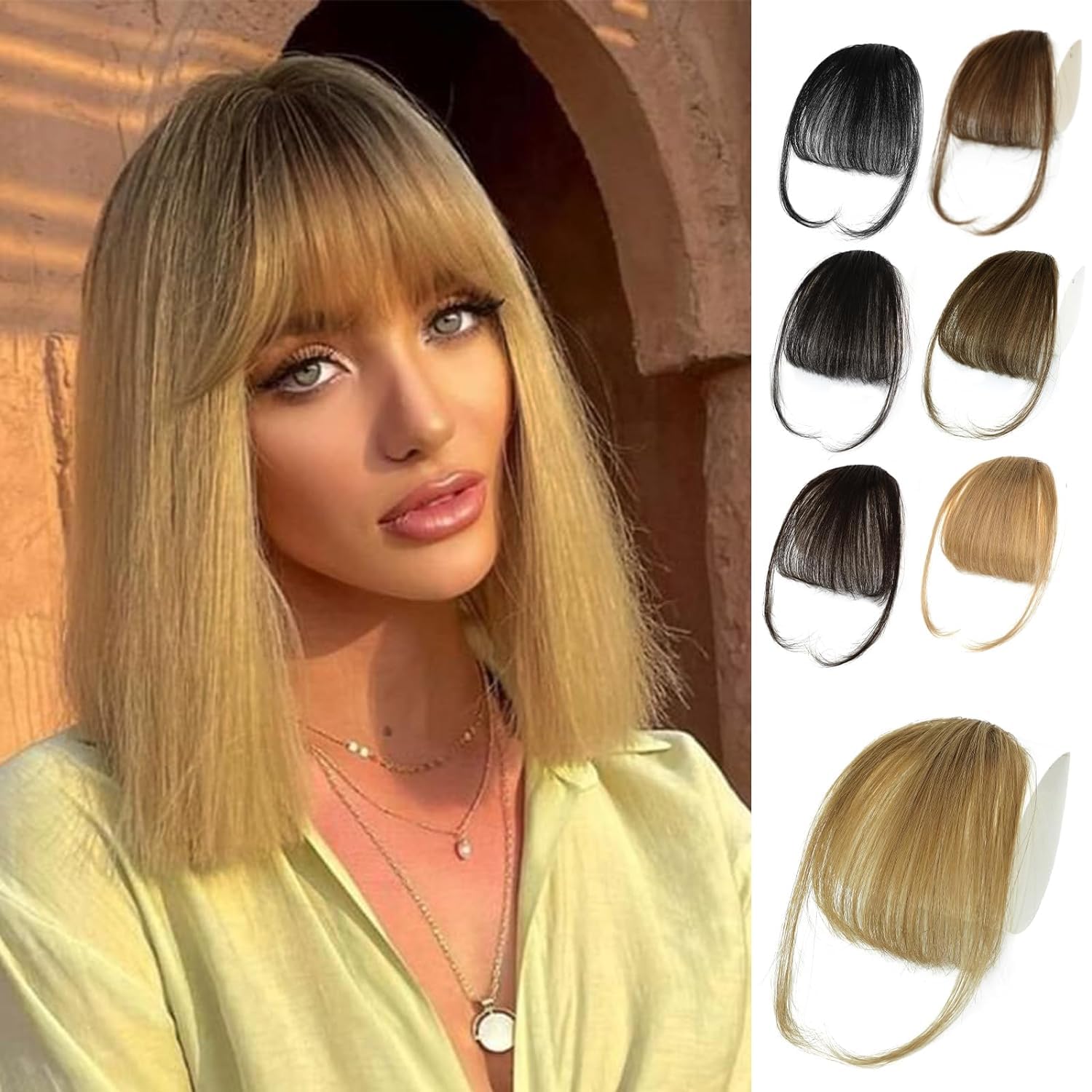 Photo 1 of NAYOO Clip in Human Hair Bangs - Ash Blonde