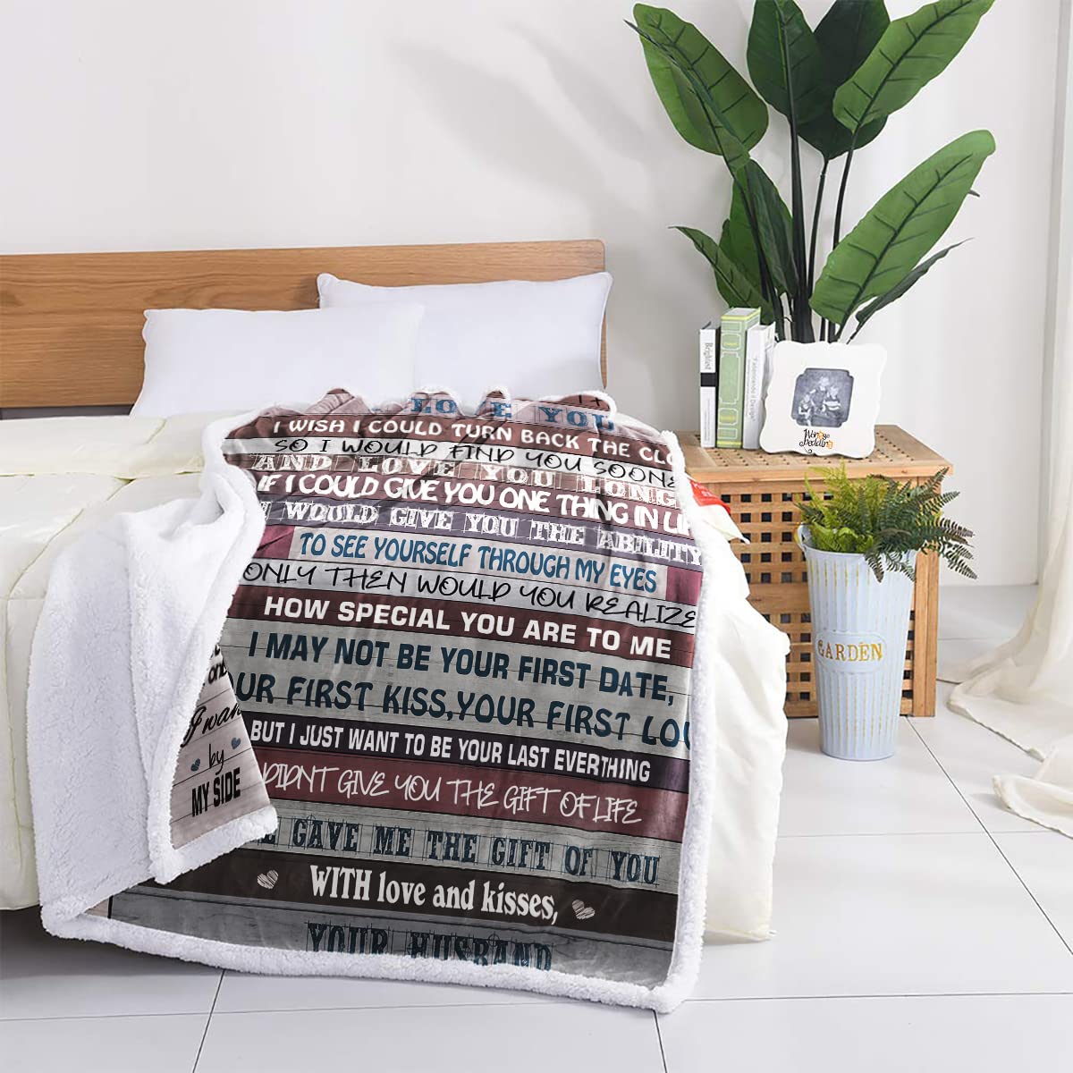 To My Wife Coperta da marito, regalo ultra morbido in micropile I Love You flanella nera per anniversario, coperta calda e accogliente pelosa per moglie coperta per divano letto da viaggio 127