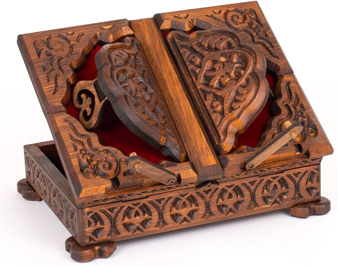 Prayer Book Holder Stand Ramadan Gift Rihal Rehal Wooden Carved Gift (Box Rihal)