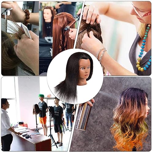 Miniatura 7 de Cabeza de maniquí de 100% cabello humano, cosmetología, pelo, africano, entrenamiento, peinado soplado, corte trenzado, para peluquería