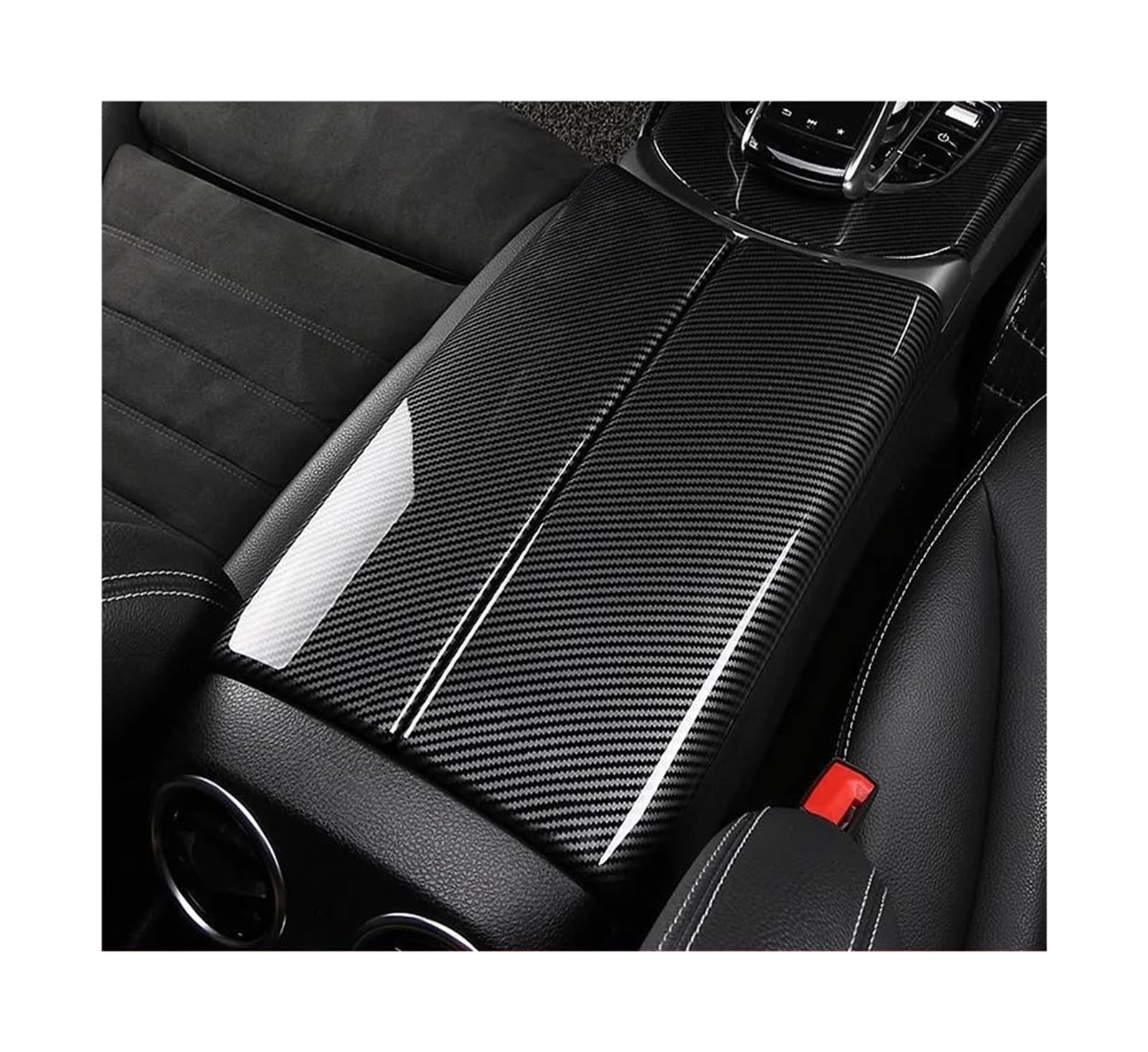 OOPUHKSY For Mercedes For Benz C E GLC Class W213 W205 X253 Carbon Fiber Car Interior Center Armrest Box Console Box Storage Box Trim Cover(C W205)