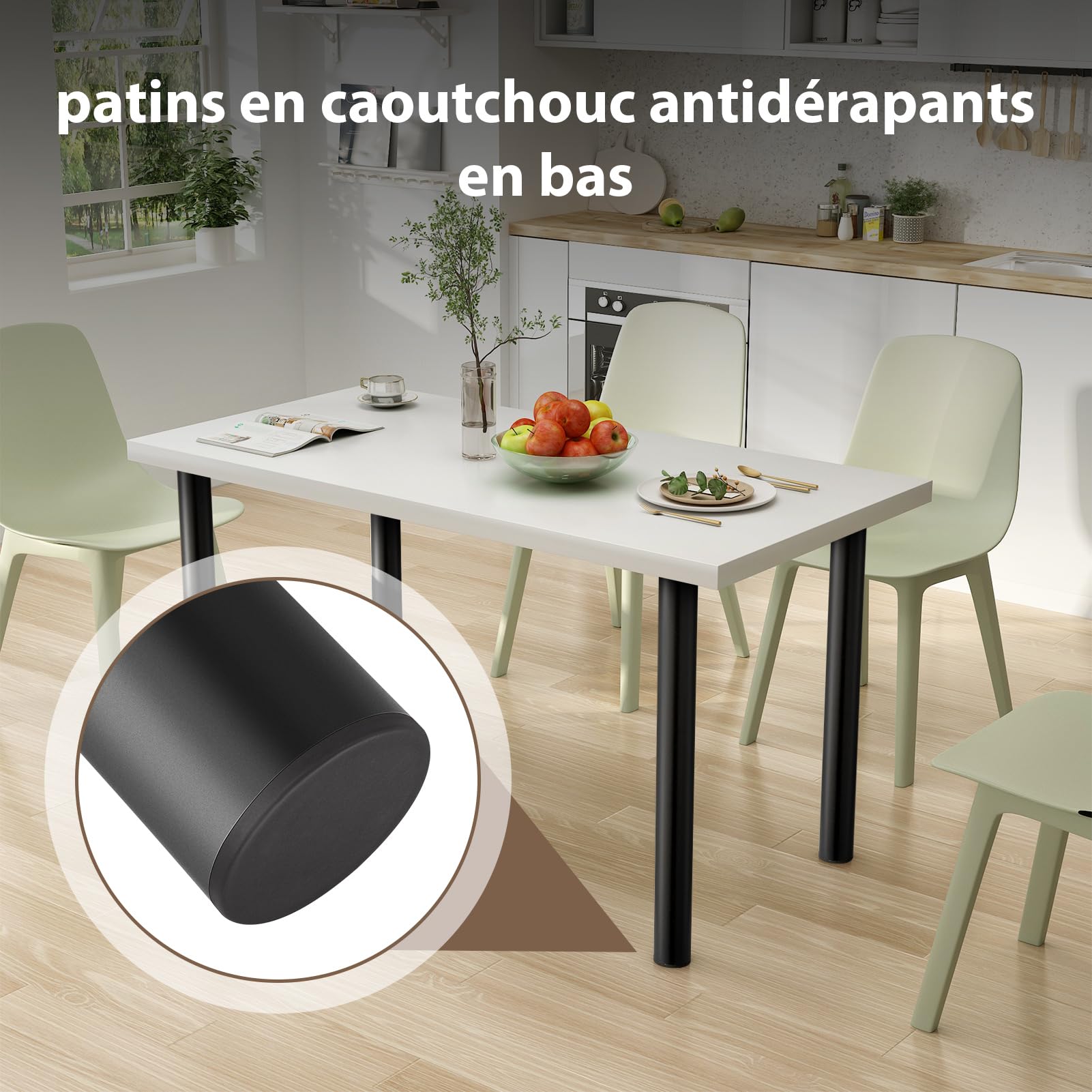 Pieds de Meuble réglables, 71-110cm Pied de Lit Reglable Pied de Table Métal avec Accessoires de Montage, Pied Meuble Salle de Bain Bureau Meuble Cuisine (1 Pied Noir)