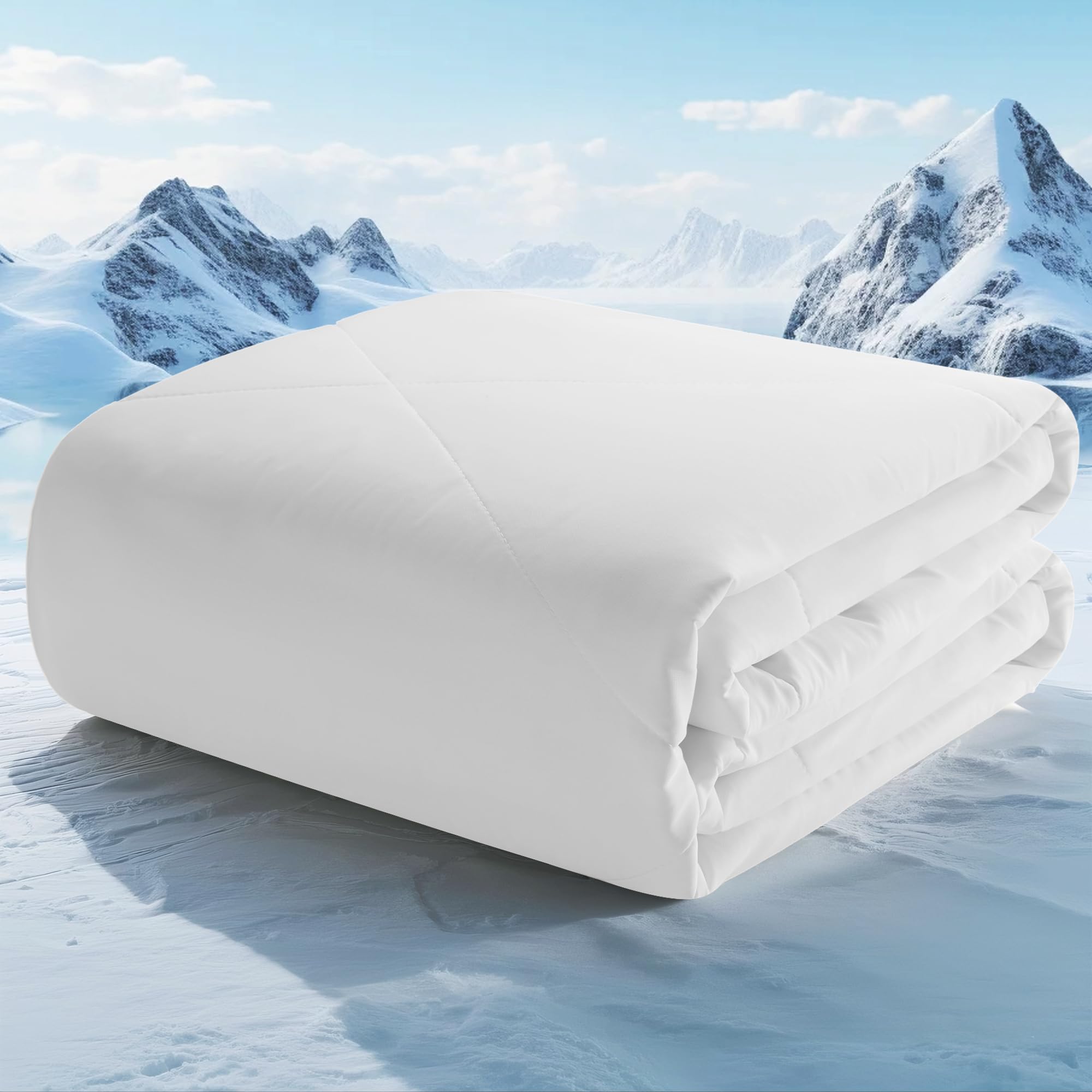 Kühldecke & Sommerdecke 150x200cm – Q-Max >0,4, selbstkühlend, leicht & atmungsaktiv, hautfreundlich, gegen Nachtschweiß & Hitzewallungen, waschbare Reisedecke für heiße Nächte, Weiß