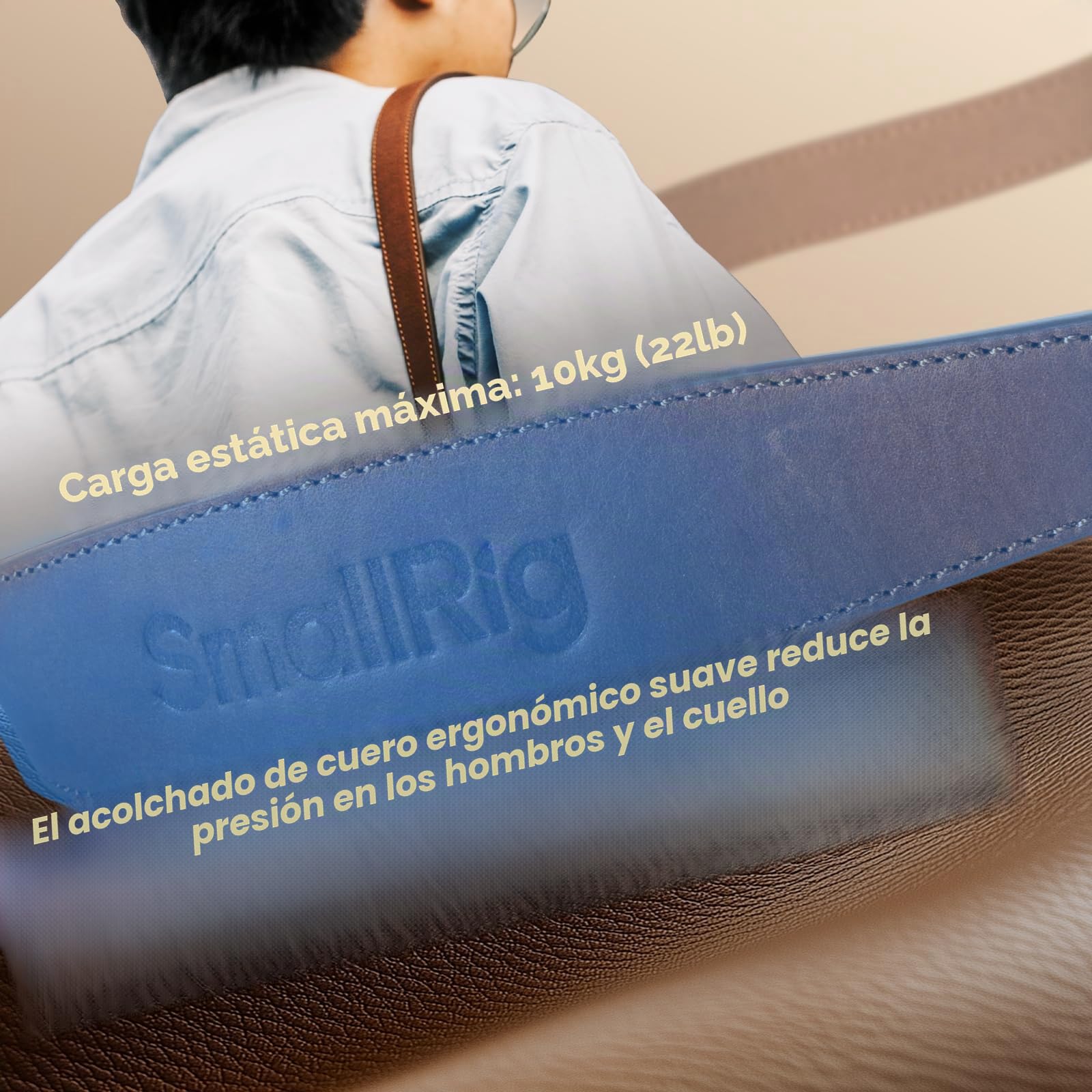 SMALLRIG Correa universal de cuero para cámara para el cuello y el hombro, ajustable de 100 a 110 cm (40 a 43 pulg.), carga máxima de 10 kg (22 lb), soporte ergonómico para el hombro para viajes