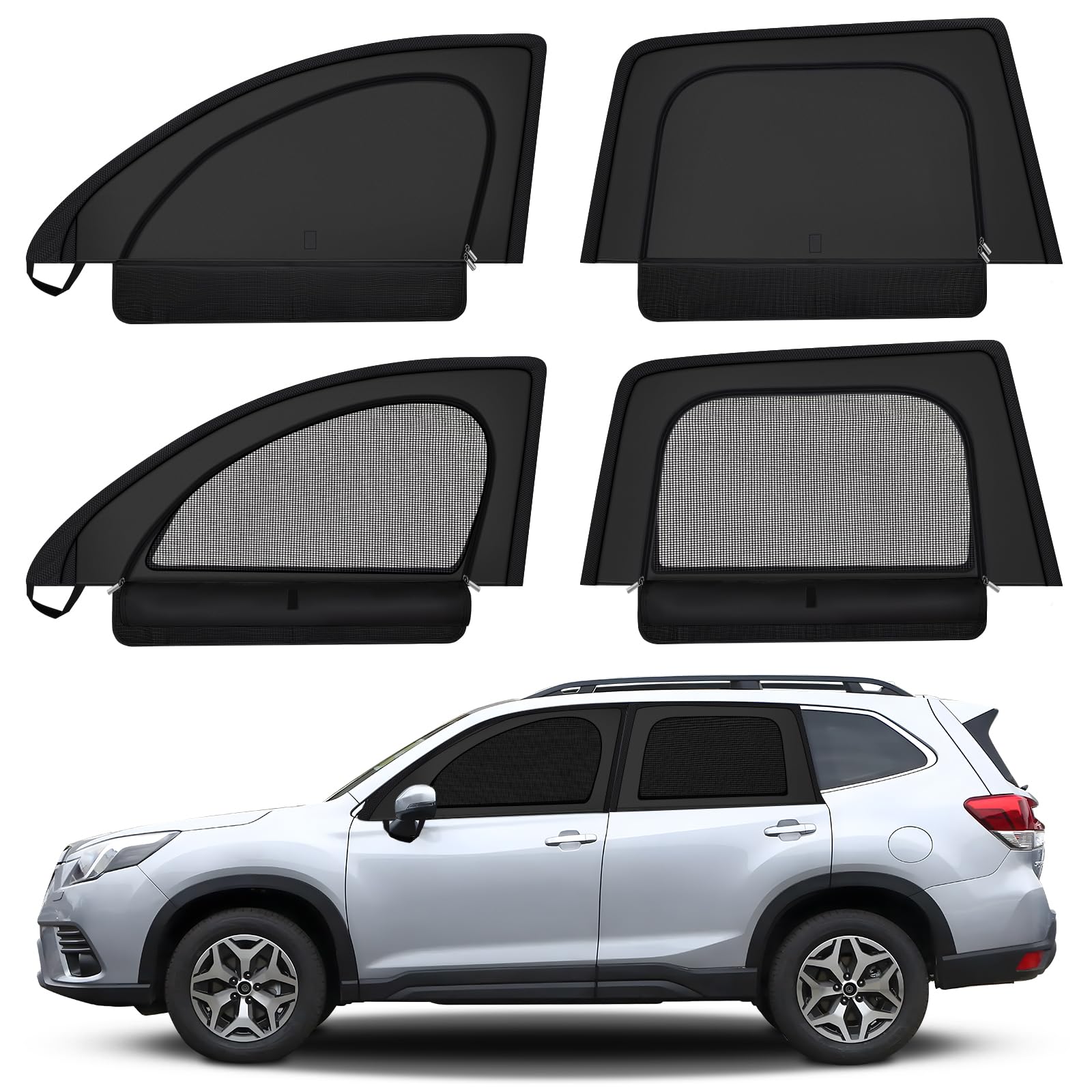ZATOOTO Car Window Shades for Forester 2019-2024 Car Window Covers Blackout | Double-Layer with Zipper | Airflow and Privacy Forester Window Screen with Storage Bag for Camping Napping Traveling