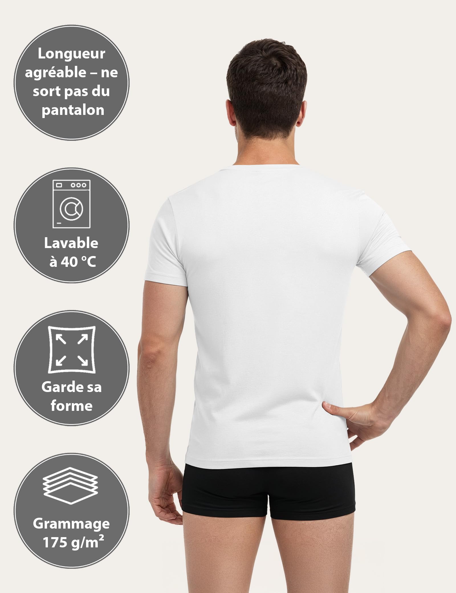 ALPIDEX Lot de 4 T-Shirts pour Hommes Débardeur à Manches Courtes Encolure en V Business Maillot de Corps