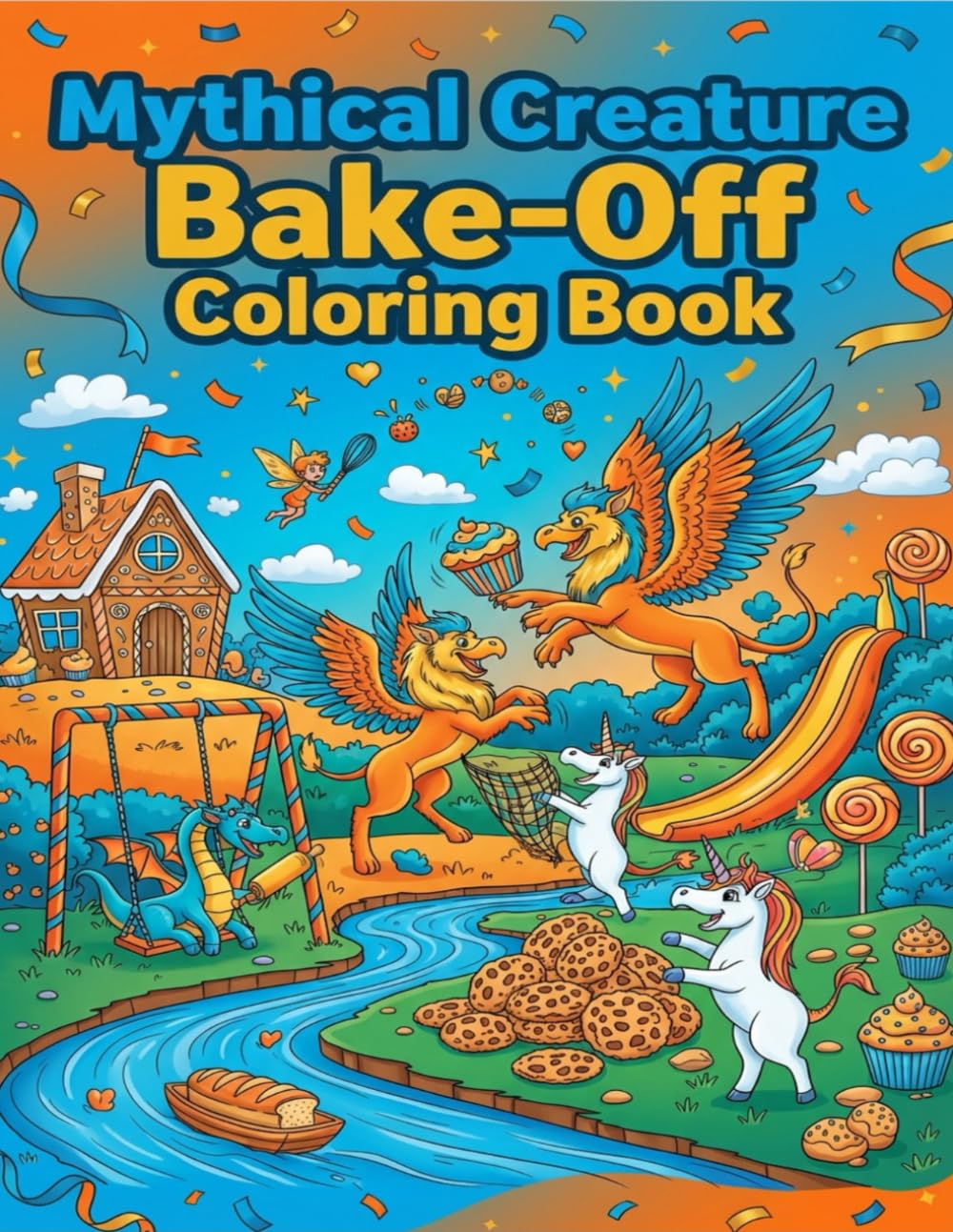Mythical Creature Bake-Off Coloring Book: A Magical Baking Adventure with Dragons, Unicorns, Mermaids and Sweet Treats for Kids, Teens & Adults