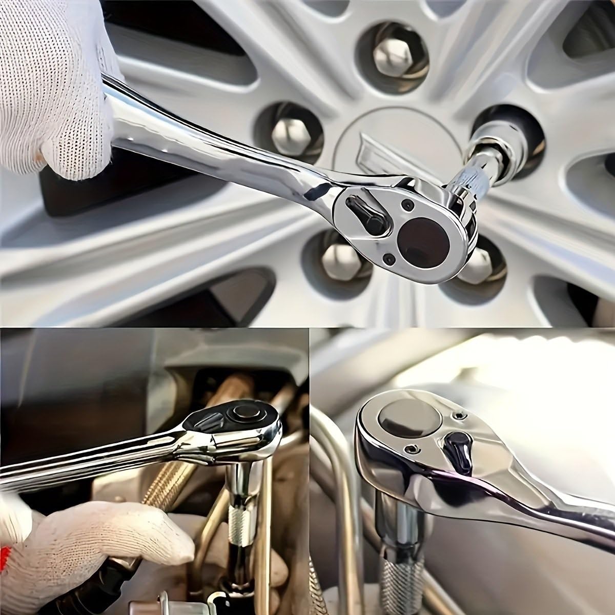 Telescopic Ratchet 72 zestaw nasadek 1/4"-3/8"-1/2", klucze grzechotkowe kompaktowe do naprawy samochodów dla klucz dynamometryczny