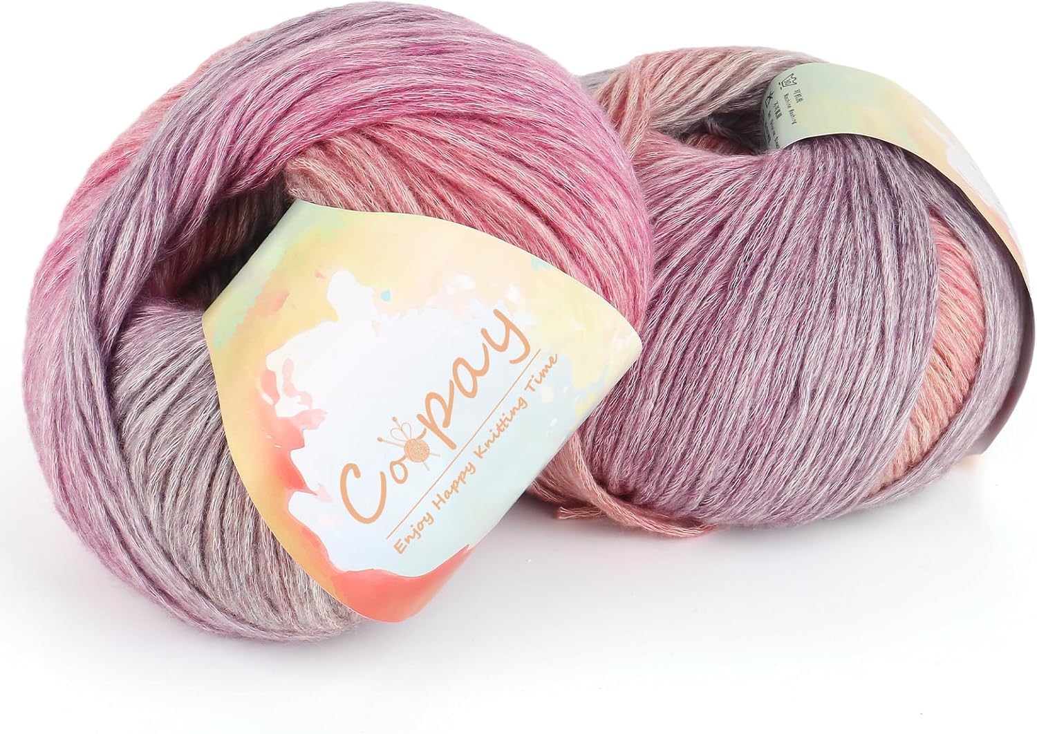Coopay Gradient Yarn Cake, 2×100g Cake Yarn for Crochet & Knitting-50% Cotton 50% Acrylic-Soft Gradient Crochet Yarn, Double Knit Ombre Yarn for Blankets Sweaters Scarves Shawls (107 Evening Sunset) — image 1