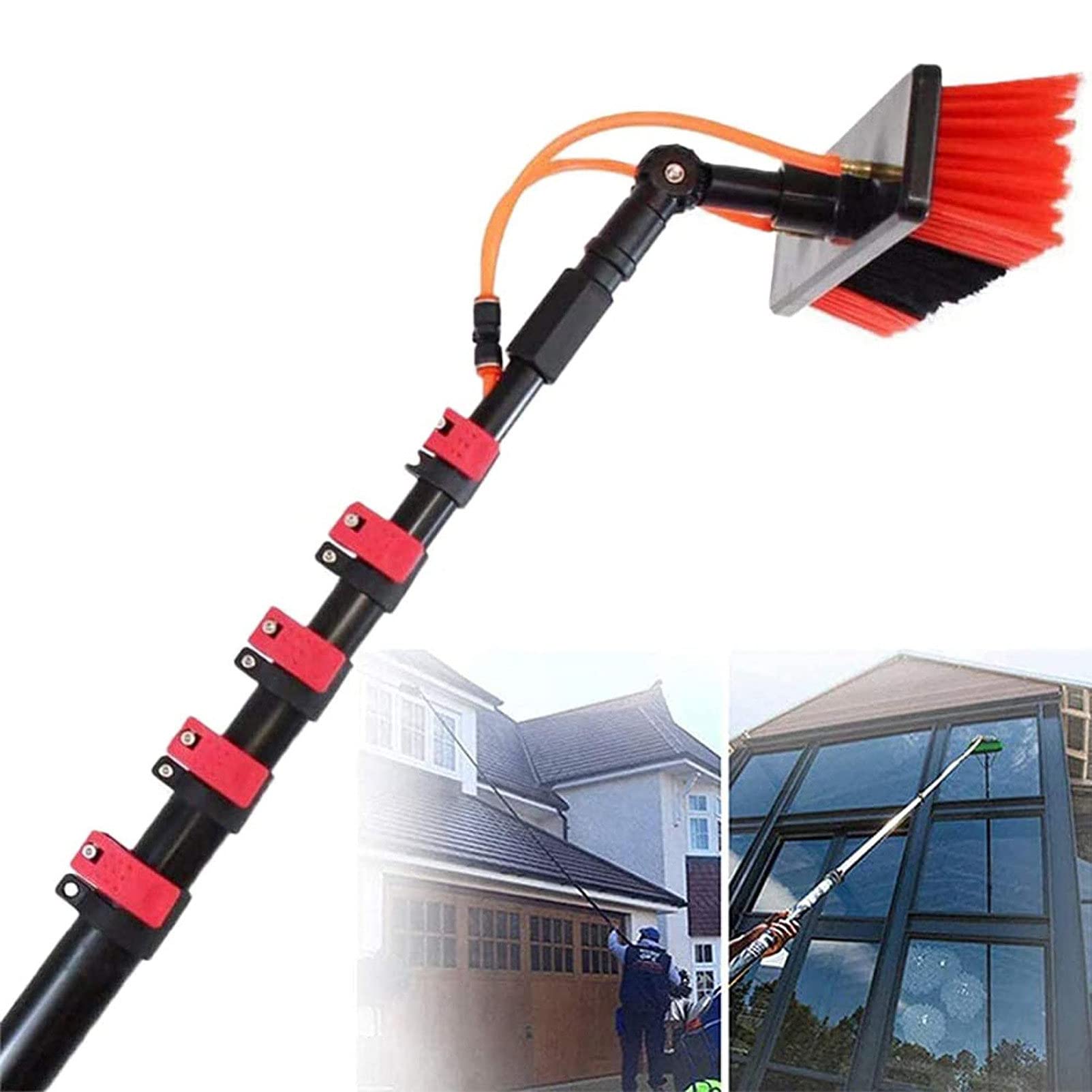 Aioneer 40 Ft Window Cleaning Pole - Extendable Water Fed Pole With 35Cm Brush Head - Ideal For Solar Panel & Photovoltaic Cleaning - 10M Reach For Effortless Cleaning-35cmbrush-9M/30FT