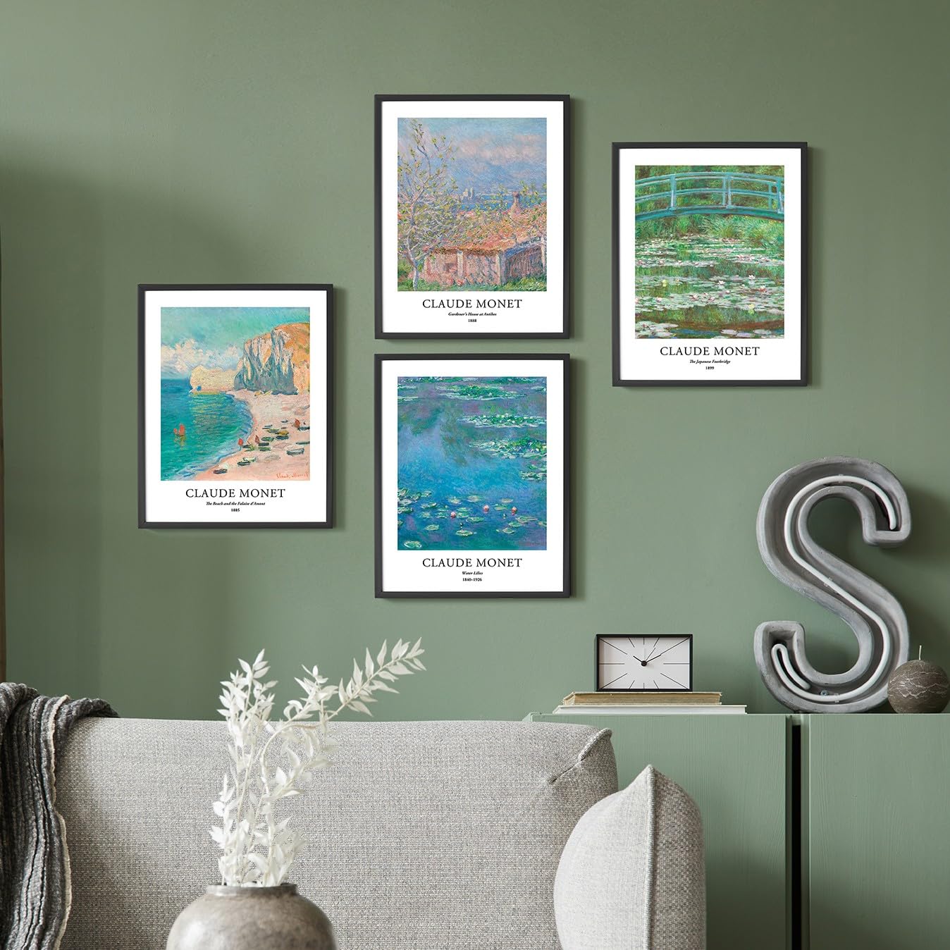 EVOLE HOME Lot De 4 Impressions Claude Monet - Affiches Giclée 20,3x25,4 Cm - Papier D'art Mat