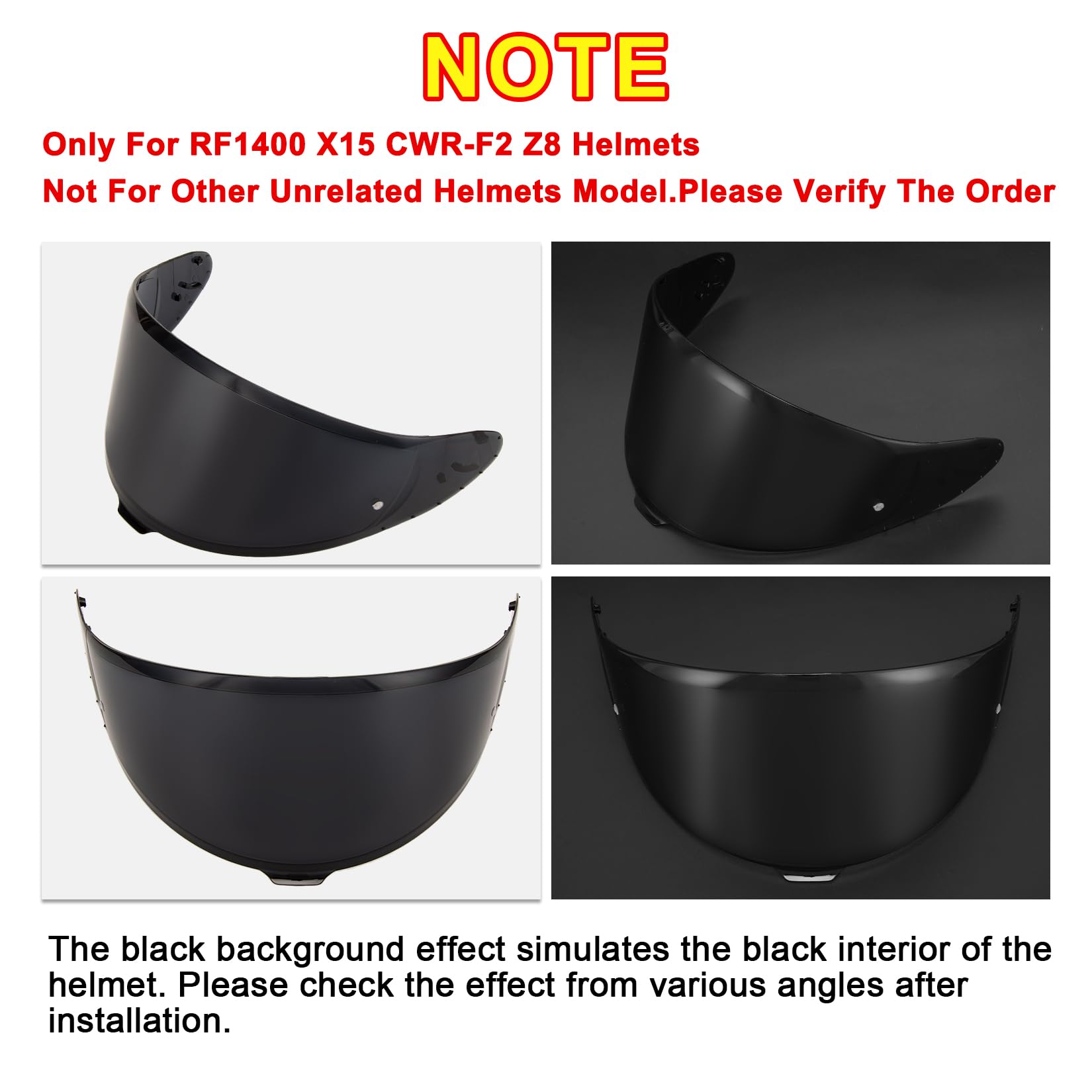 PSLER Visiera per Casco per Shoei NXR2 Z8 Visiera Colorata per RF-1400 CWR-F2 CWR-F2R X-Fifteen X15 X-SPR Pro Protezione UV per Moto Accessori di Ricambio per Visiera Protettiva(Nero Scuro)