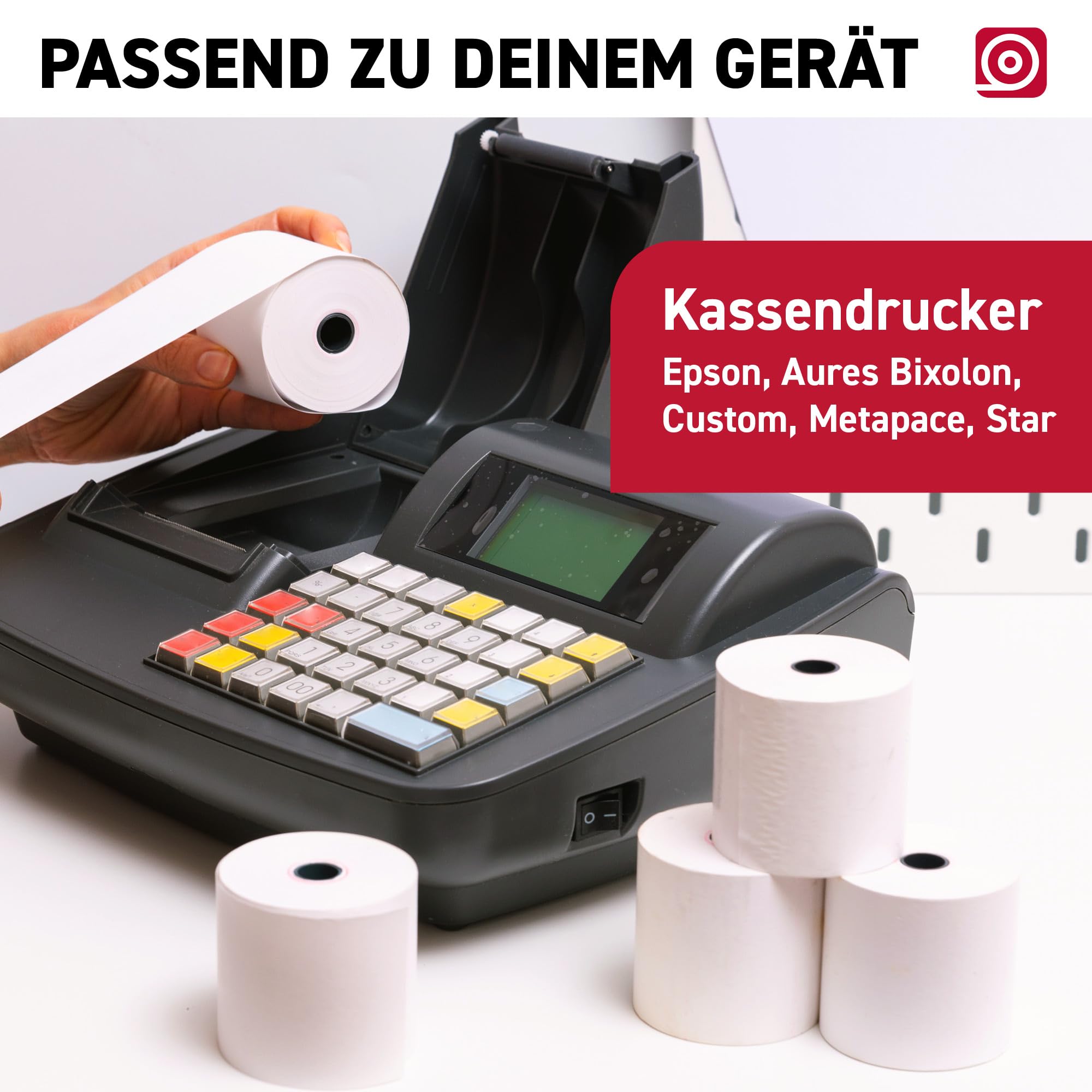 Thermorollen (80mm × 80m × 12mm) – hochwertige Bonrollen aus BPA-freiem Thermopapier – 20 Kassenrollen 72mm – für Epson TM-M30III, TM-T88V & weitere Kassenbondrucker & Kassensysteme