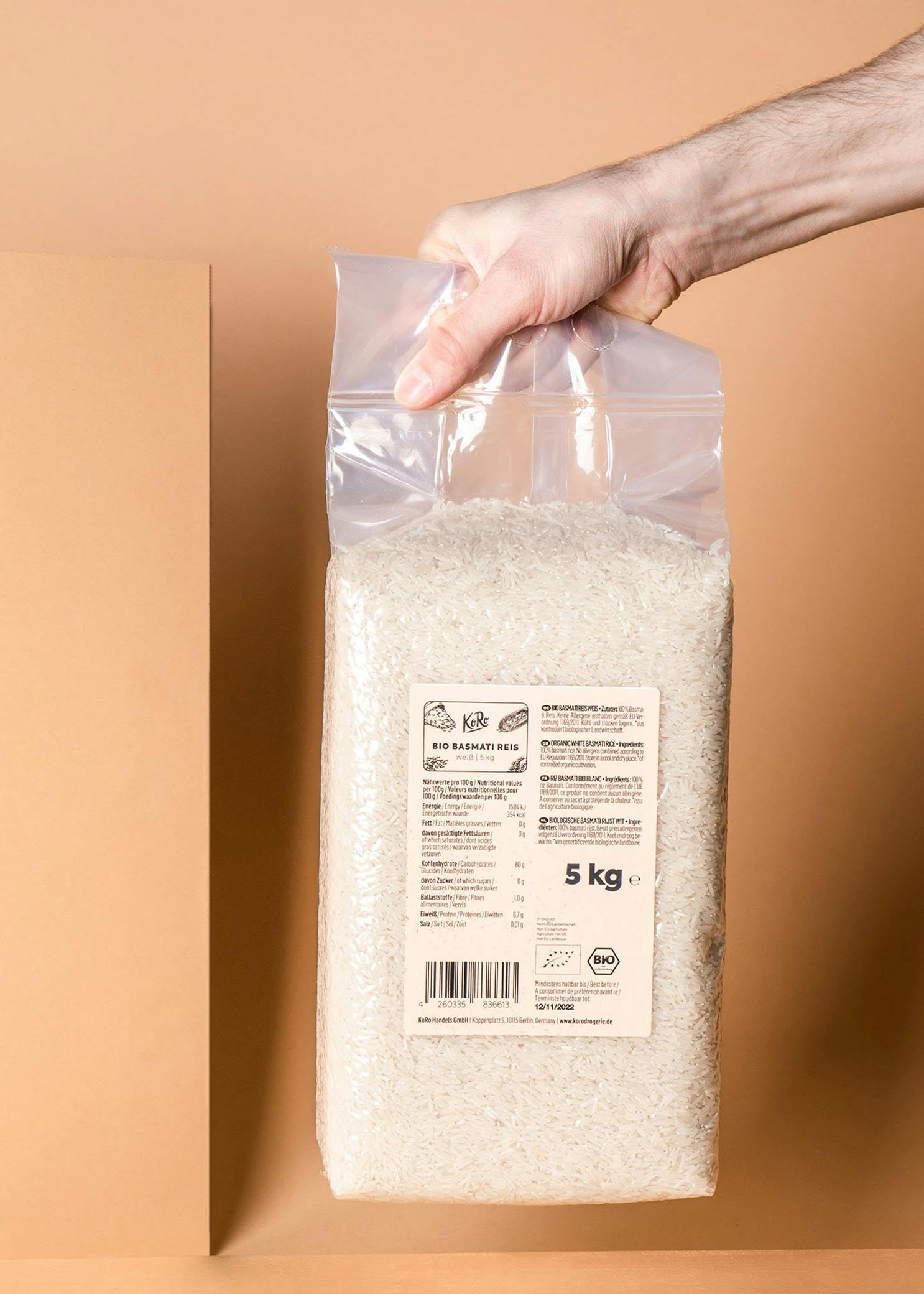 KoRo - Bio Basmati Reis 5 kg - Vielfältig in Milchreis und Co. - Bio-Qualität - Fein-nussiger Geschmack