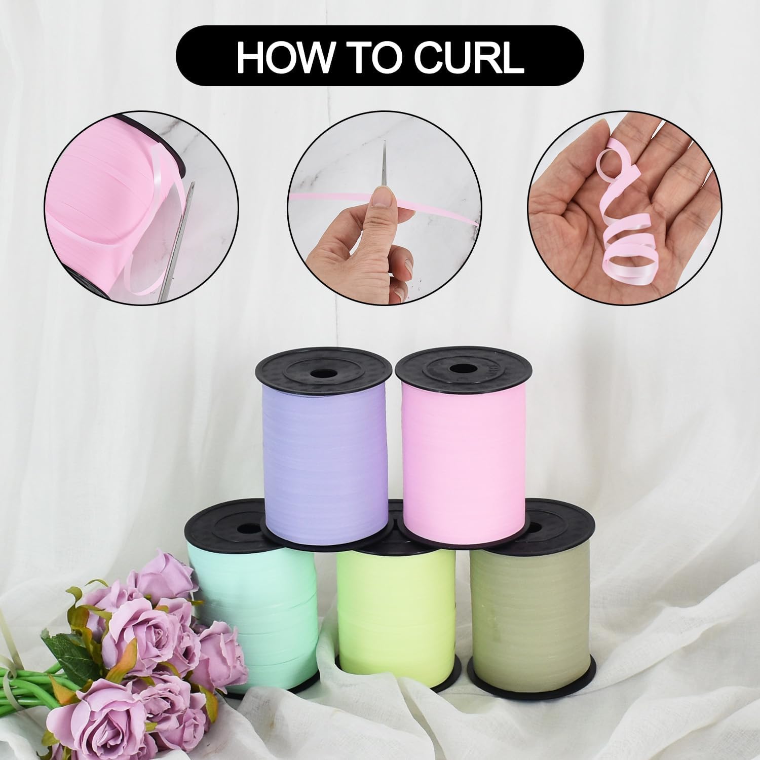 TONIFUL 500 Yards Curling Ribbon-Balloon Ribbon-Balloon String for Art&Craft Decor,Gift Wrapping,Ribbons and Bows for Christmas New Year Birthday Gifts Graduation Supplies (Grey Green) - Image 3